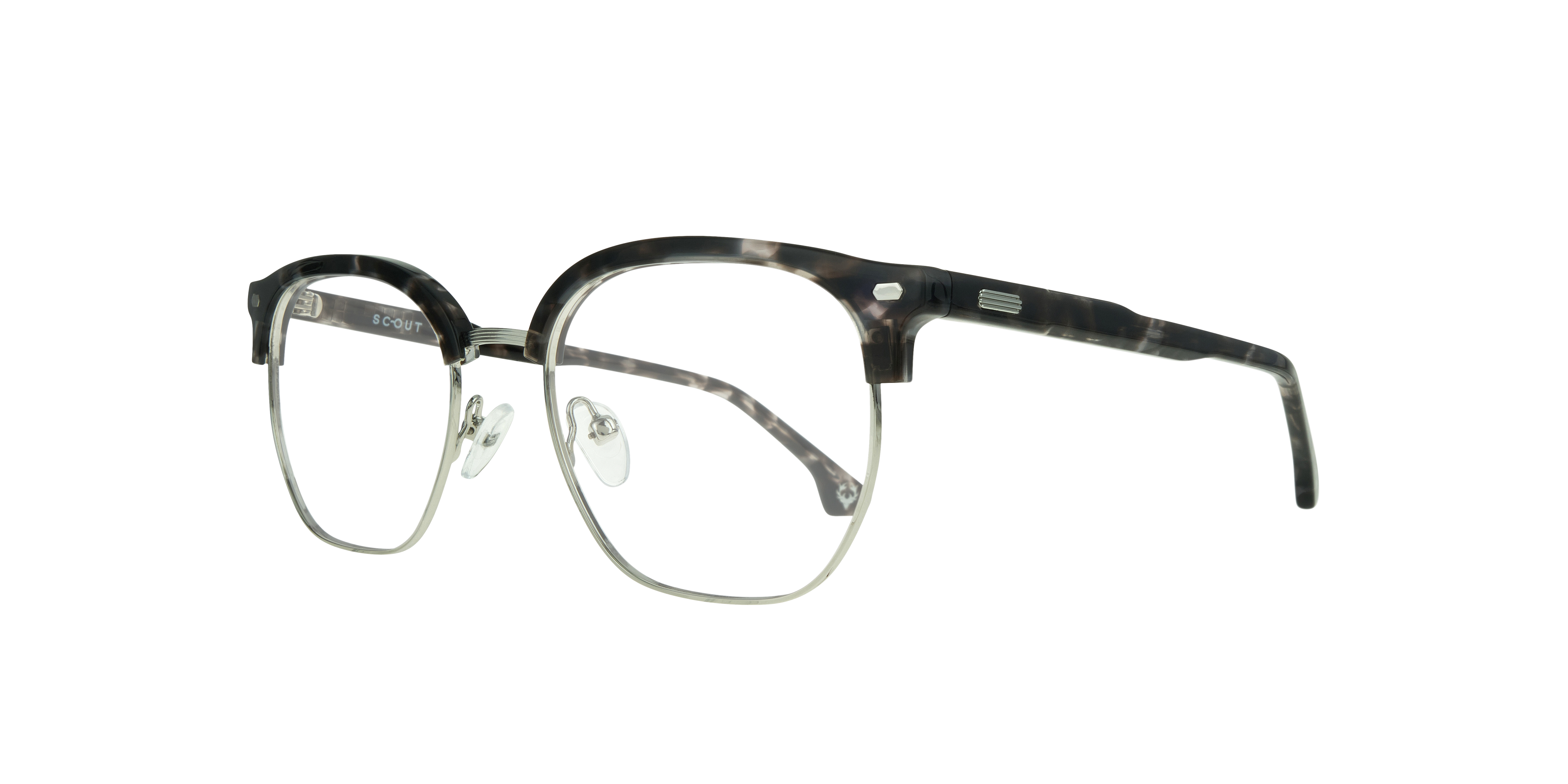 Keegan Havana Grey & Silver MetalEyeglass Frames for Glasses Direct, Angle View