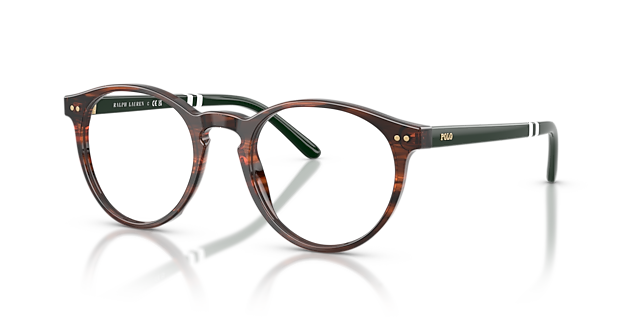 PH2297 Shiny Striped Brown AcetateEyeglass Frames for Glasses Direct, Angle View