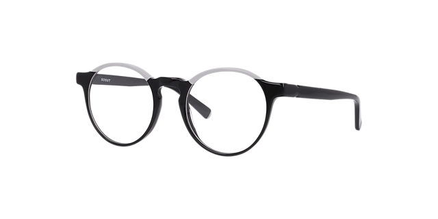 Marcel Grey On Black AcetateEyeglass Frames for Glasses Direct, Angle View