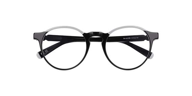 Marcel Grey On Black AcetateEyeglass Frames for Glasses Direct, Closed View