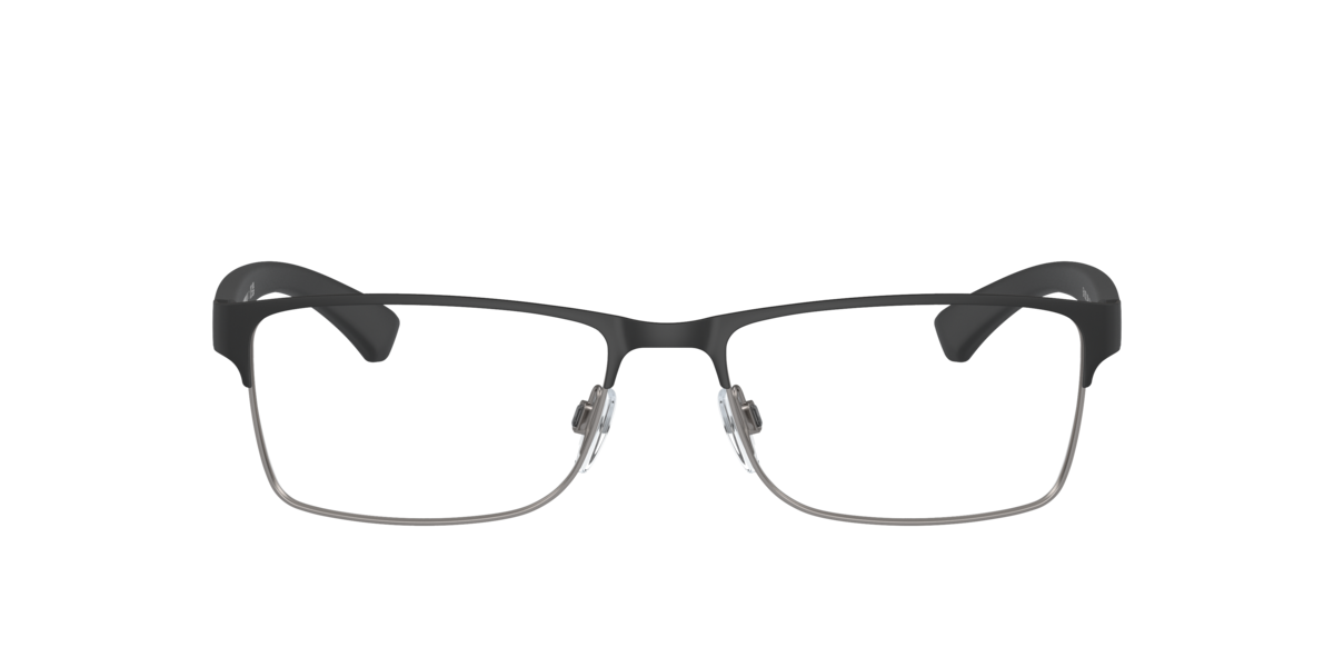 Emporio Armani Men's Rubber Black & Gunmetal Rectangle Metal Eyeglasses Online - Full Rim - Ea1052