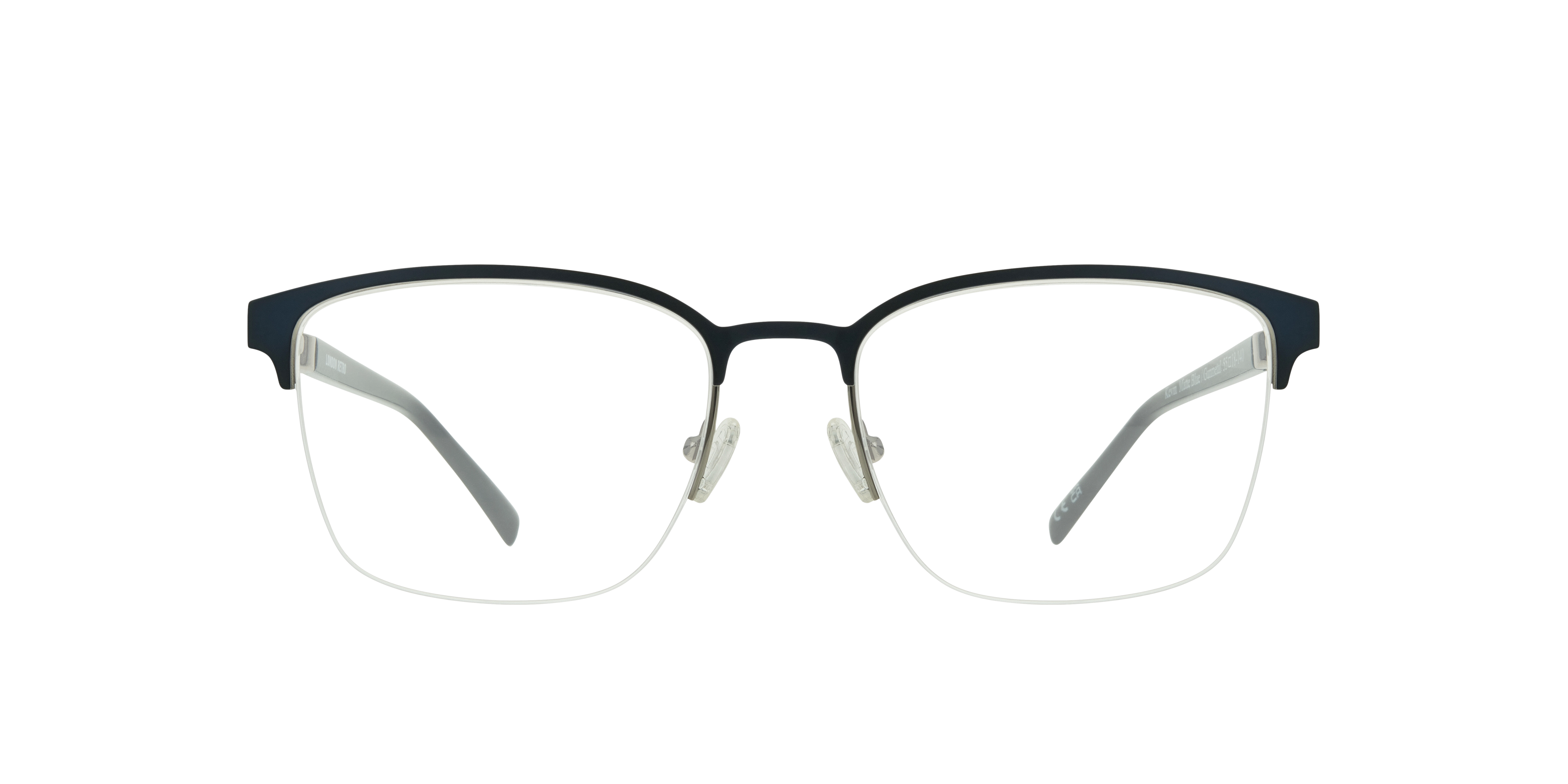 Kevin Matte Blue & Gunmetal MetalEyeglass Frames for Glasses Direct, Front View