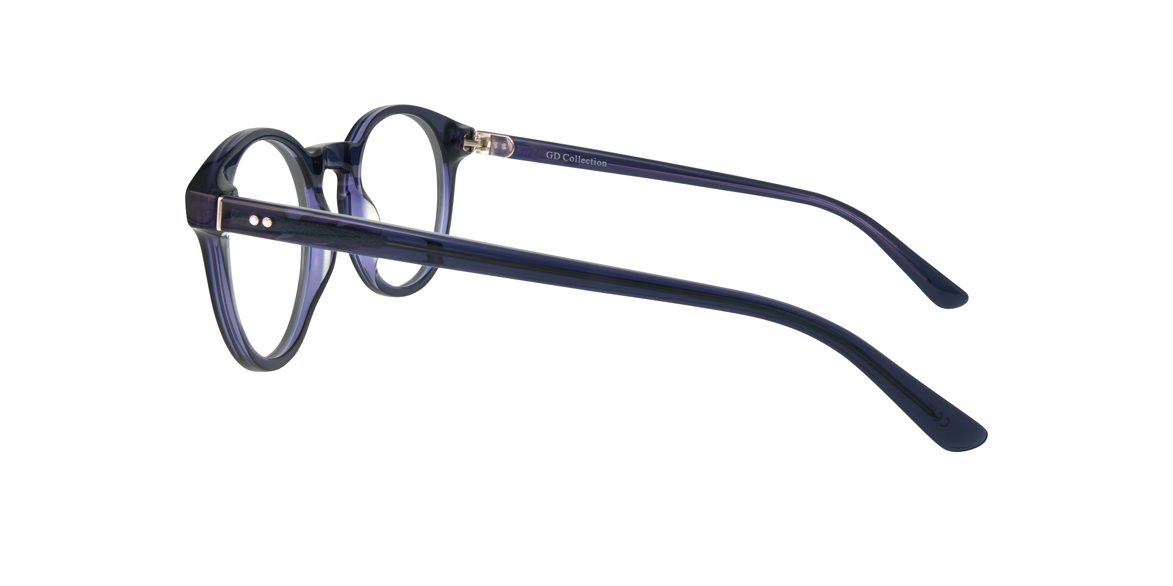 June Dark Crystal Blue AcetateEyeglass Frames for Glasses Direct, Side View