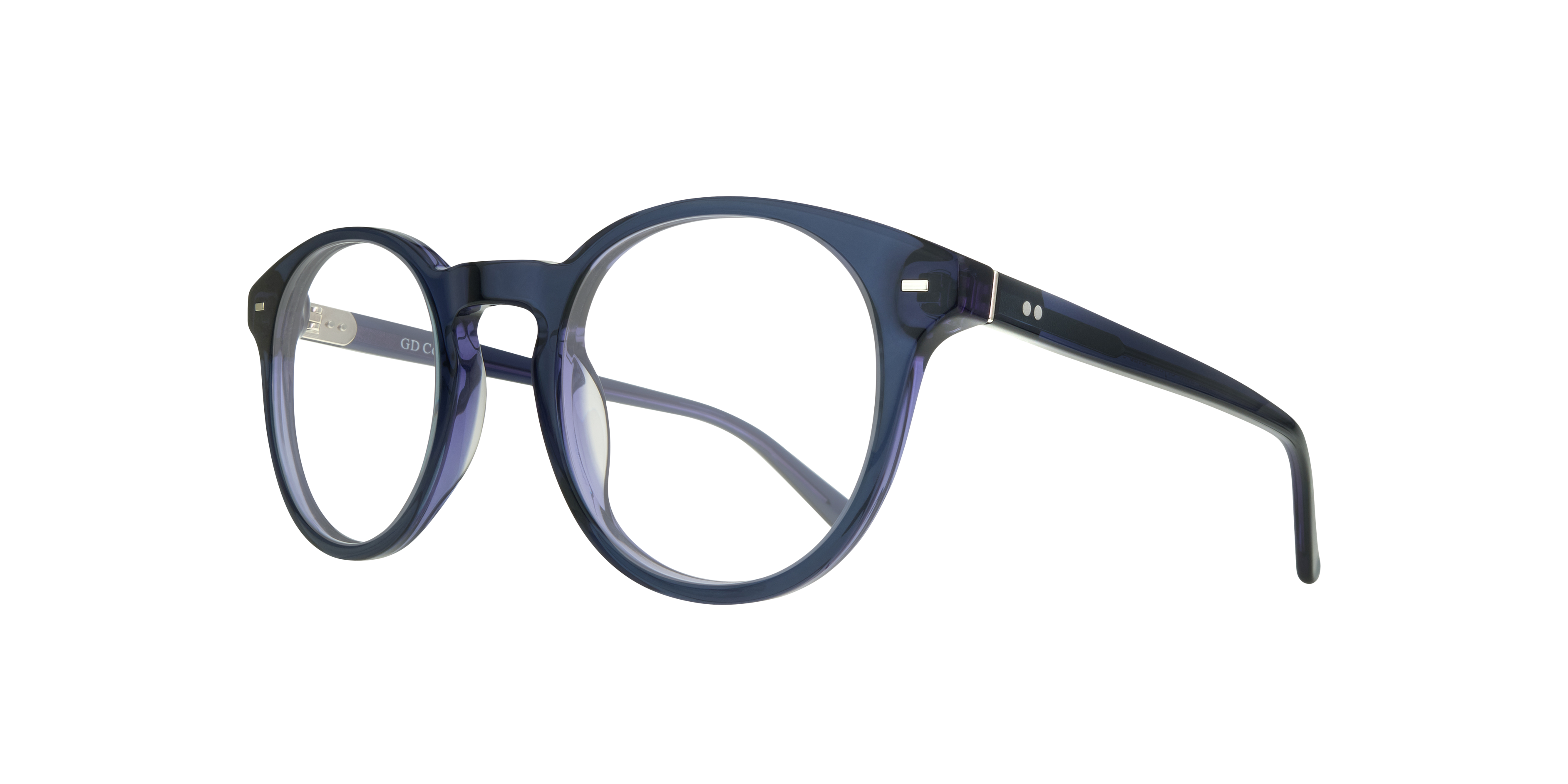 June Dark Crystal Blue AcetateEyeglass Frames for Glasses Direct, Angle View