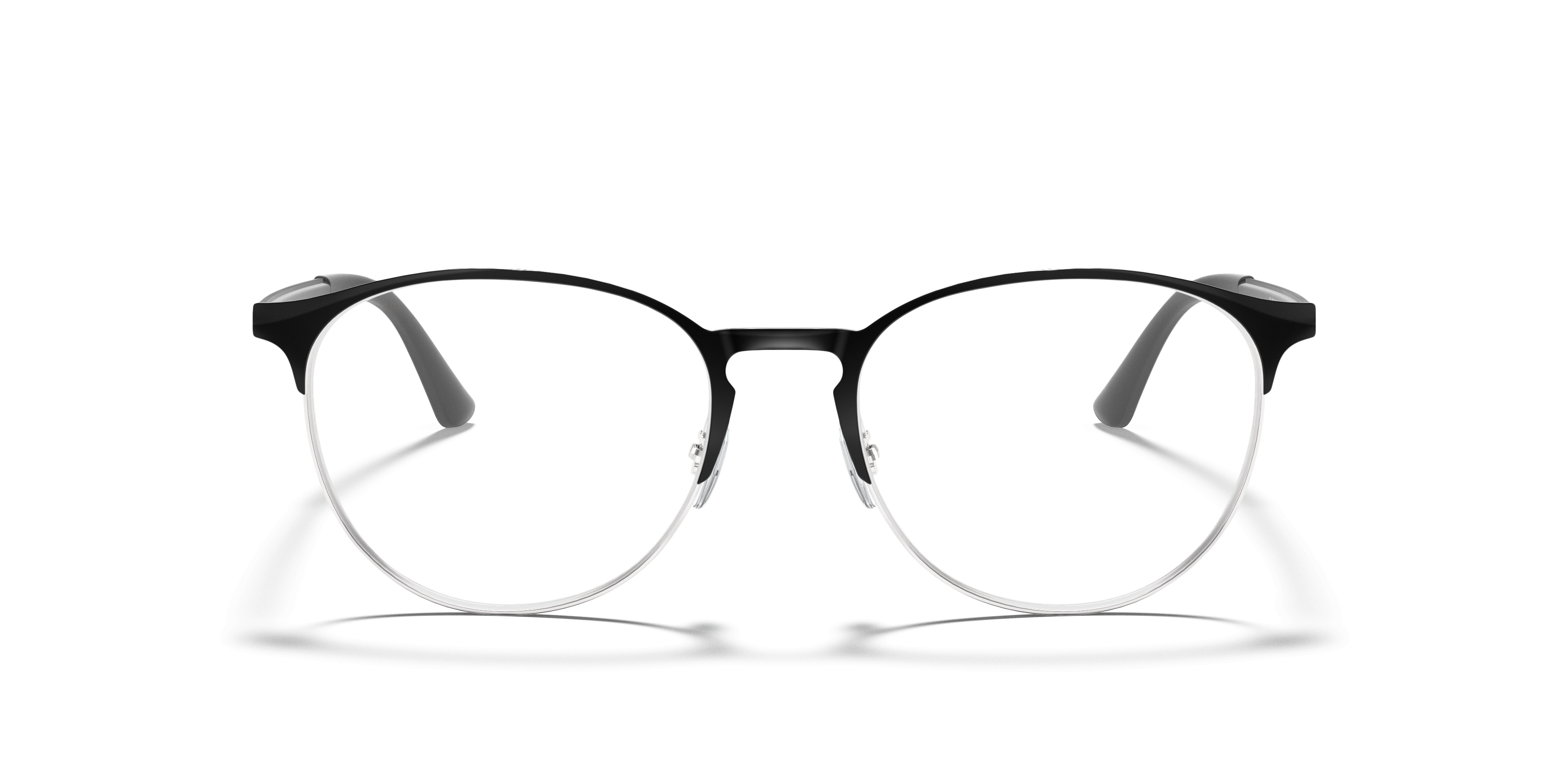 RB6375 Black On Silver MetalEyeglass Frames for Glasses Direct, Front View