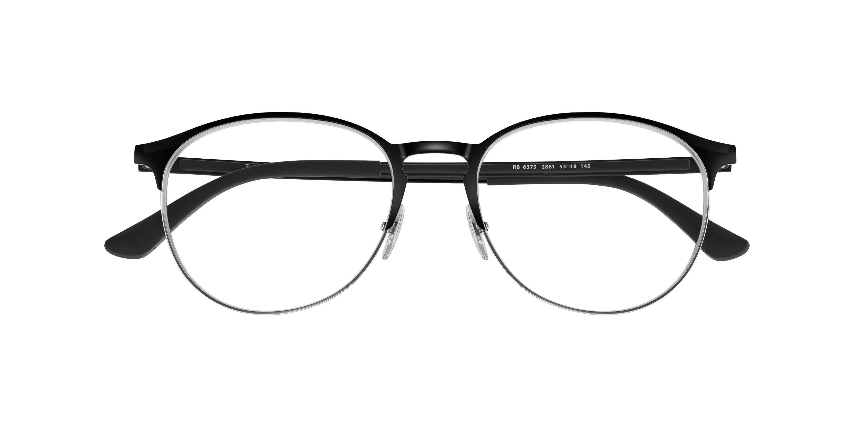 RB6375 Black On Silver MetalEyeglass Frames for Glasses Direct, Closed View