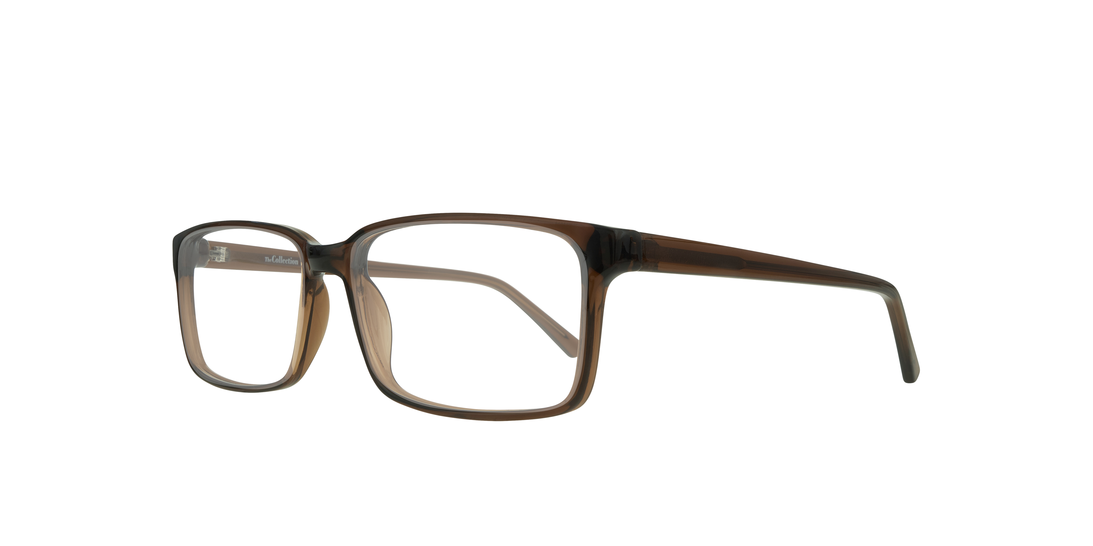 Kabir Crystal Brown PlasticSunglass Frames for Glasses Direct, Angle View