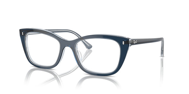 RB5433 Blue On Transparent Blue AcetateEyeglass Frames for Glasses Direct, Angle View