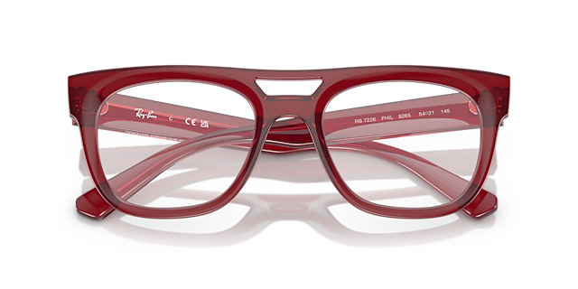RB7226 Transparent Red PlasticEyeglass Frames for Glasses Direct, Closed View