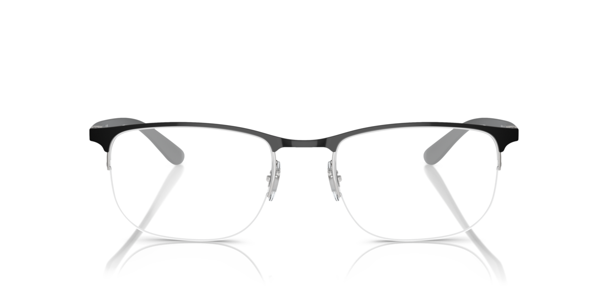 Ray-Ban Unisex Black On Silver Irregular Metal Eyeglasses Online - Semi Rim - Rb6513