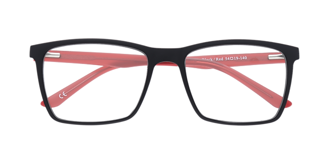 Brad Matte Black  &  Red PlasticEyeglass Frames for Glasses Direct, Closed View