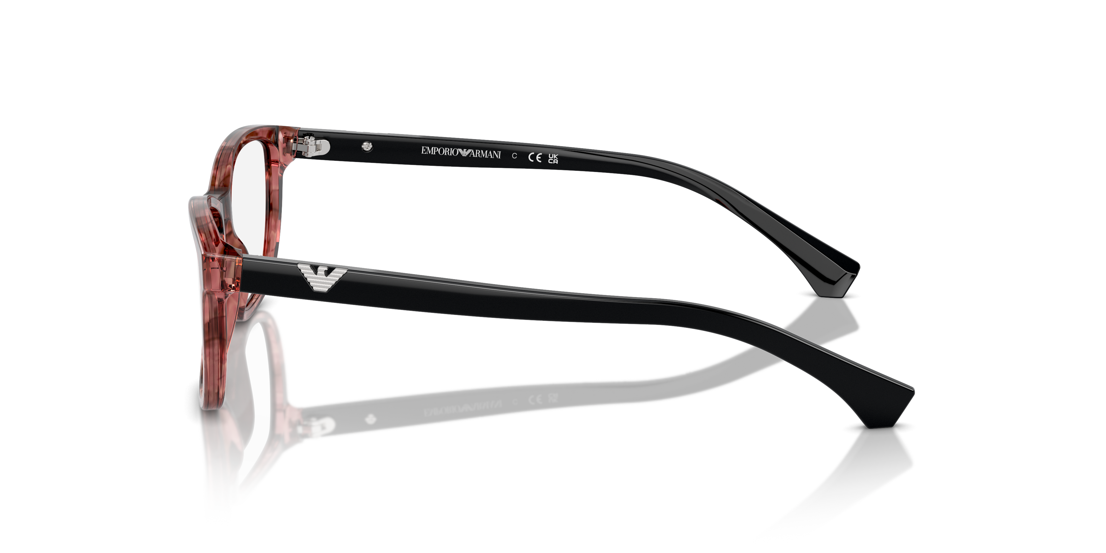 EA3099 Shiny Striped Pink AcetateEyeglass Frames for Glasses Direct, Side View
