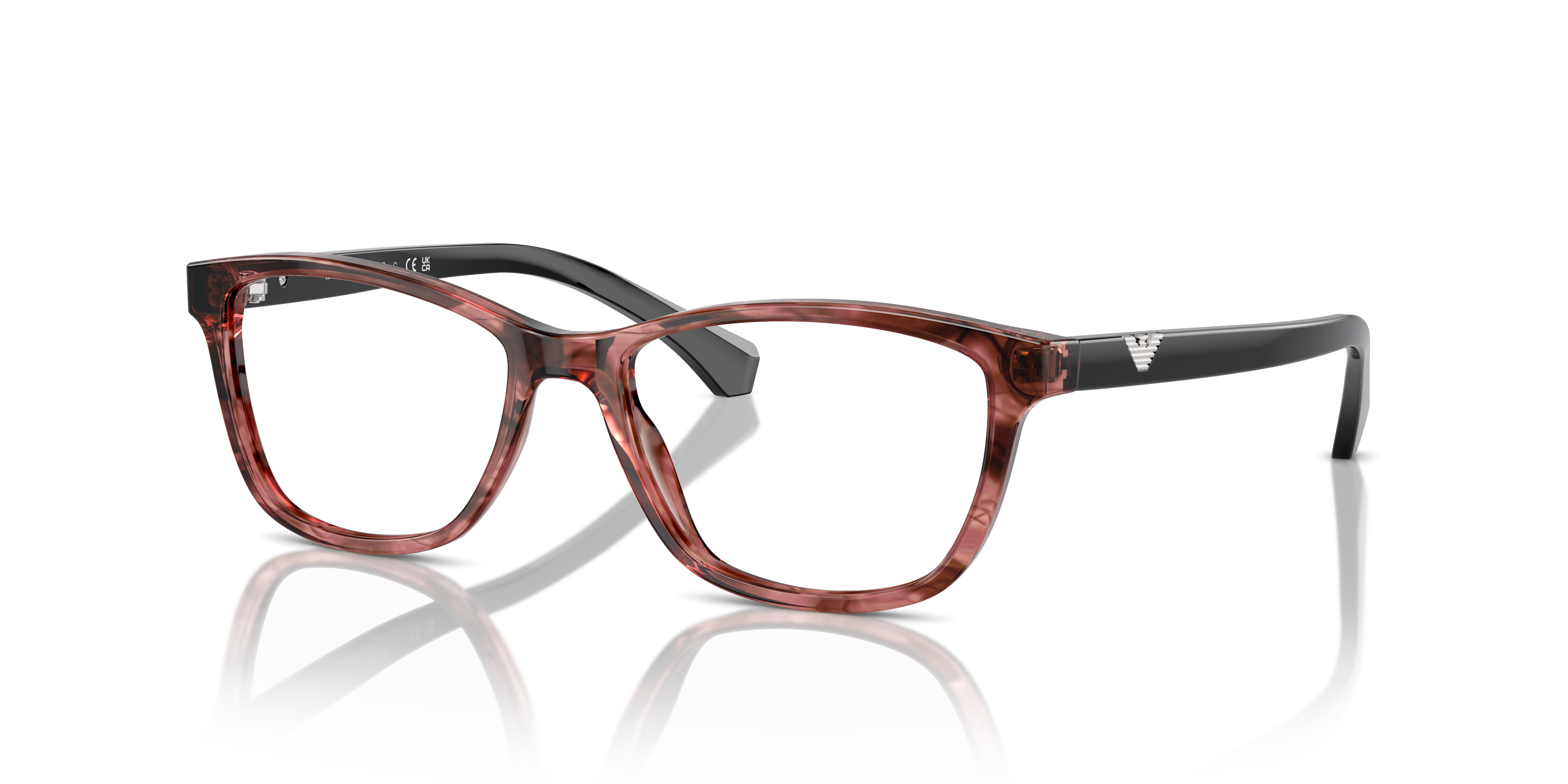 EA3099 Shiny Striped Pink AcetateEyeglass Frames for Glasses Direct, Angle View