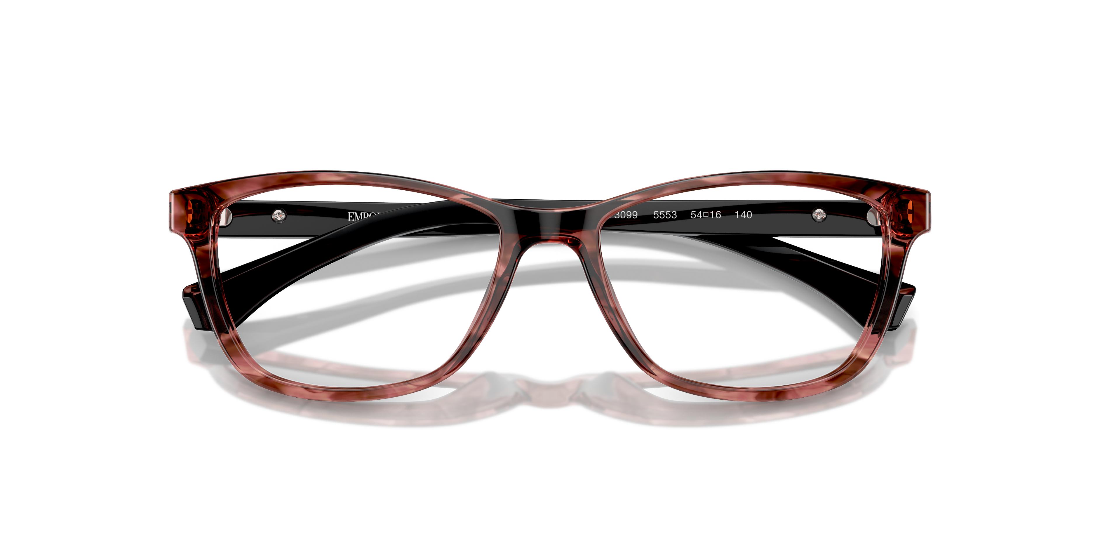 EA3099 Shiny Striped Pink AcetateEyeglass Frames for Glasses Direct, Closed View