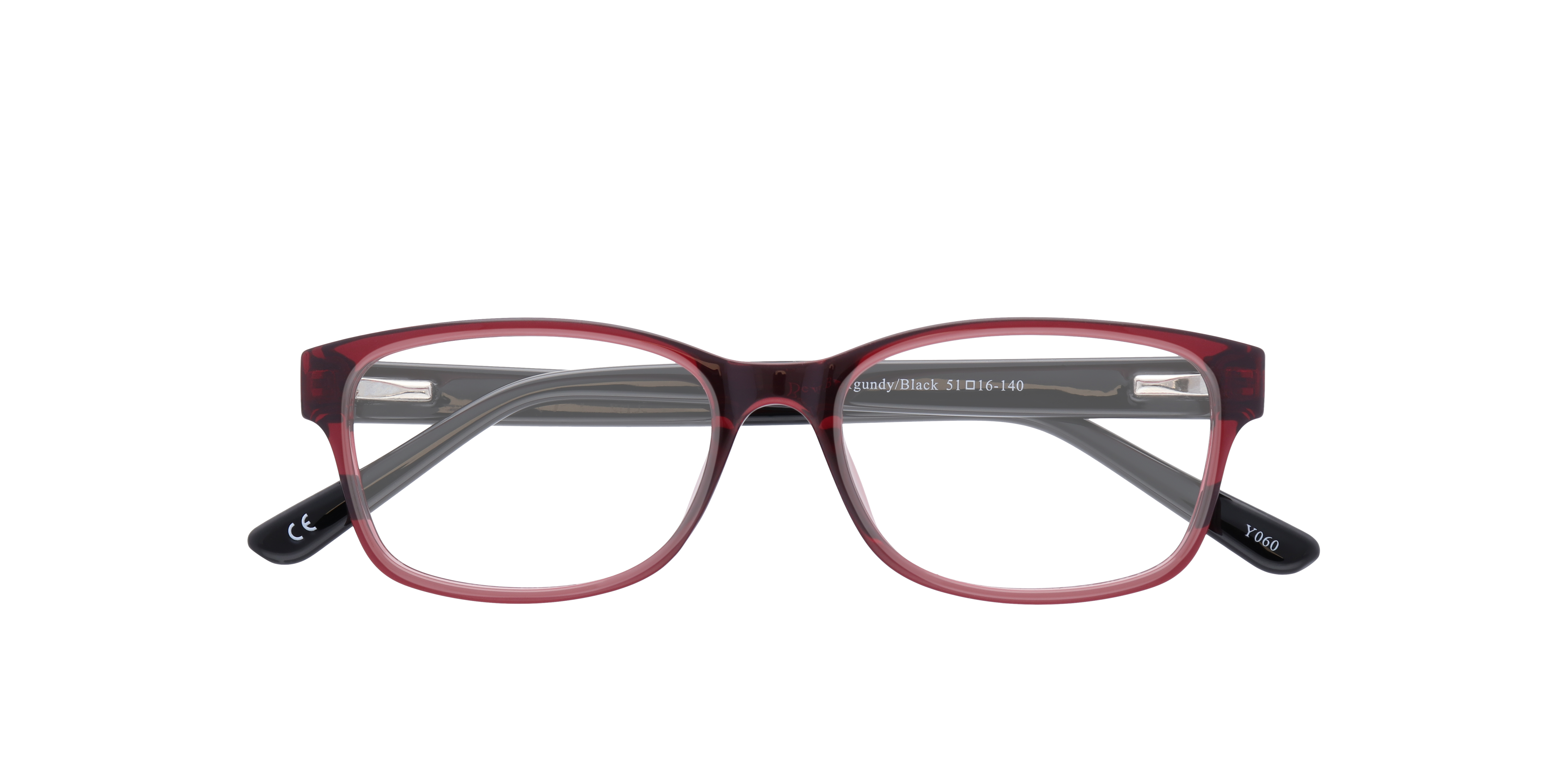 Dewy Burgundy & Black PlasticEyeglass Frames for Glasses Direct, Closed View