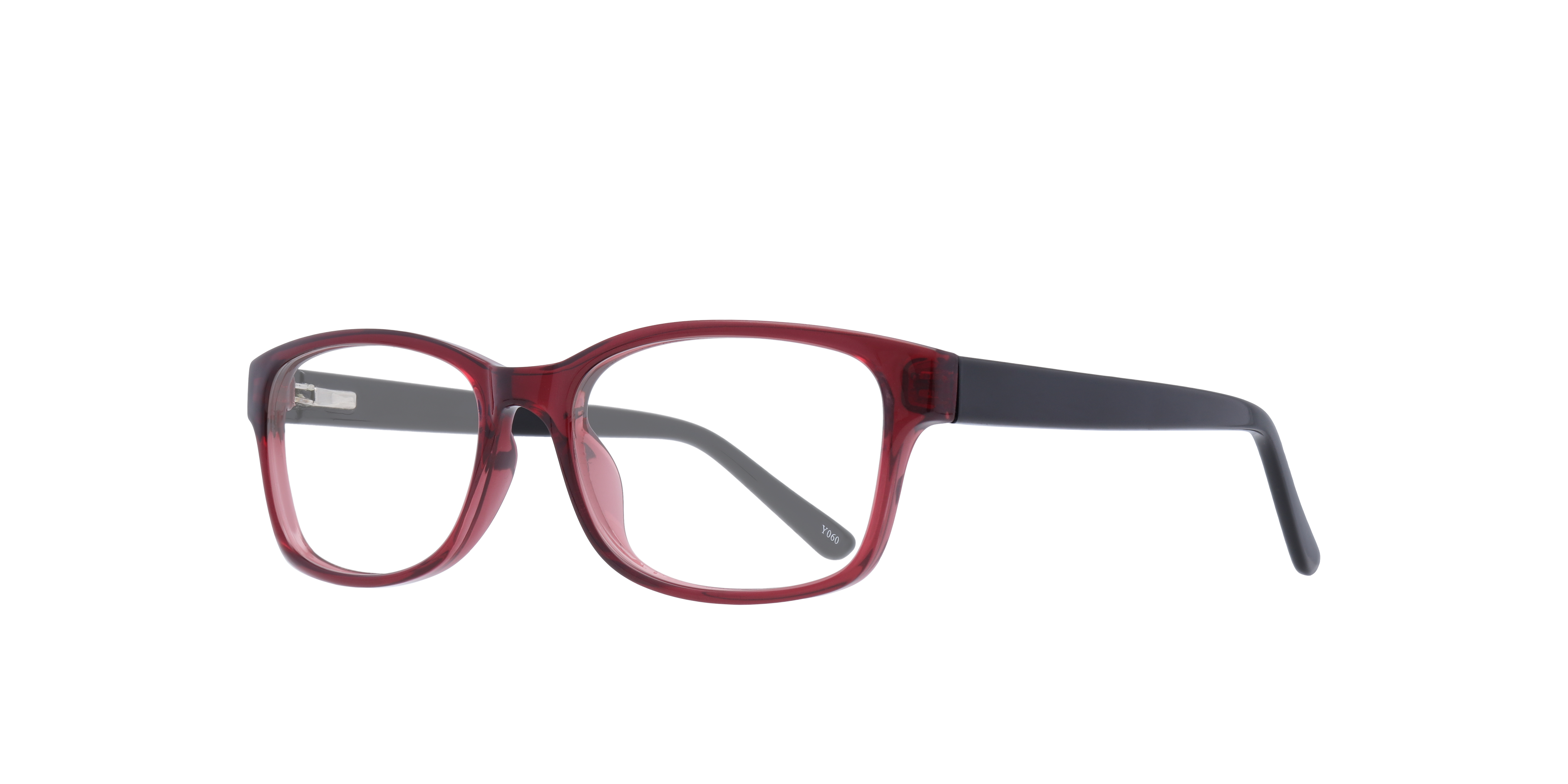 Dewy Burgundy & Black PlasticEyeglass Frames for Glasses Direct, Angle View