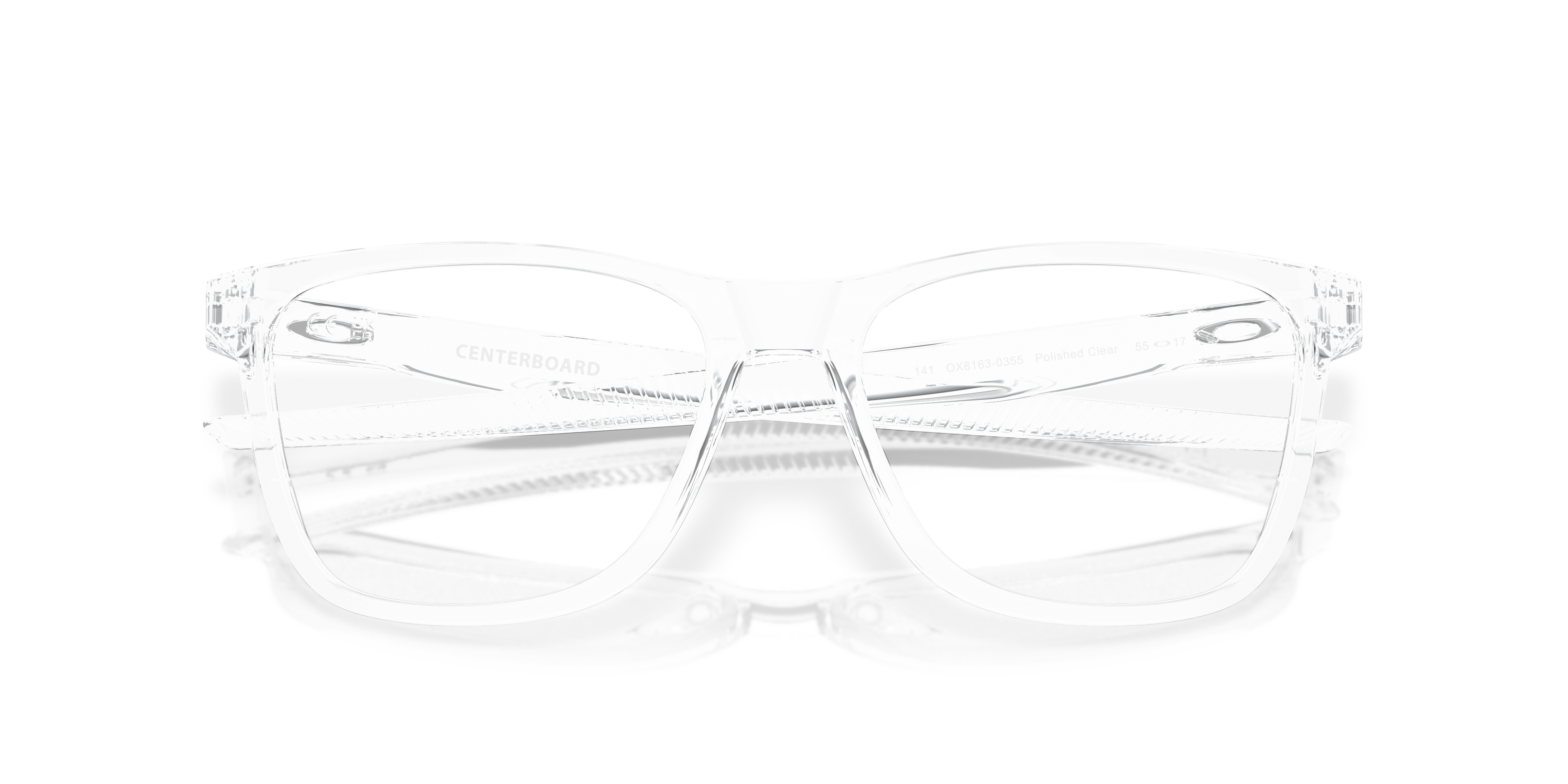 Centerboard Polished Clear PlasticEyeglass Frames for Glasses Direct, Closed View