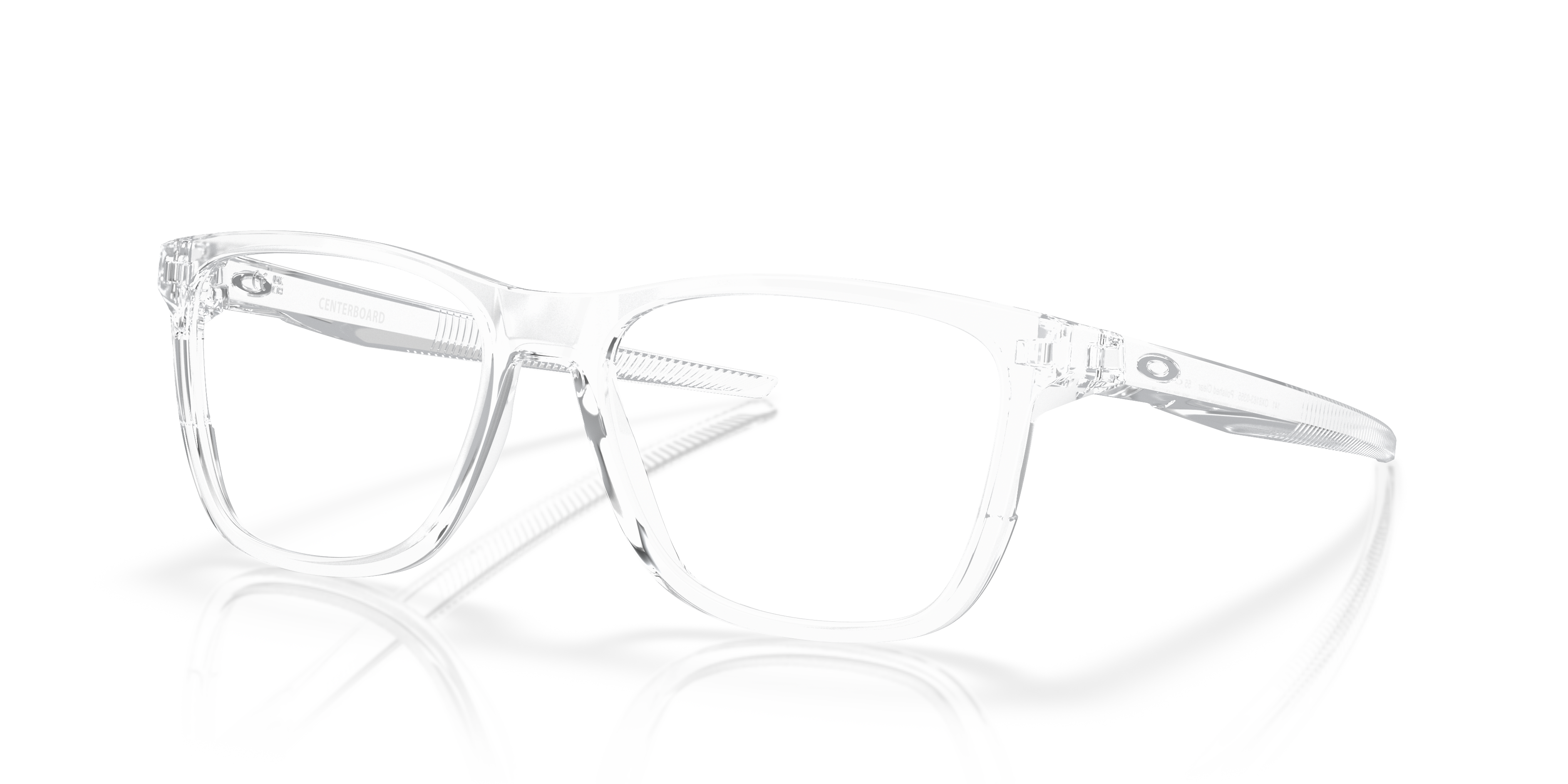Centerboard Polished Clear PlasticEyeglass Frames for Glasses Direct, Angle View