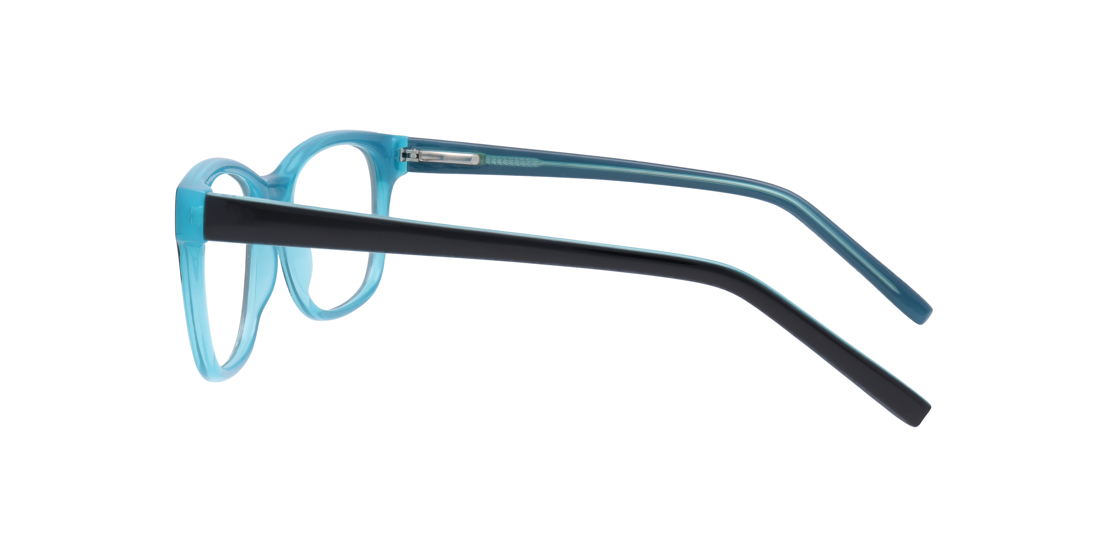 Diallo Black & Blue PlasticEyeglass Frames for Glasses Direct, Side View
