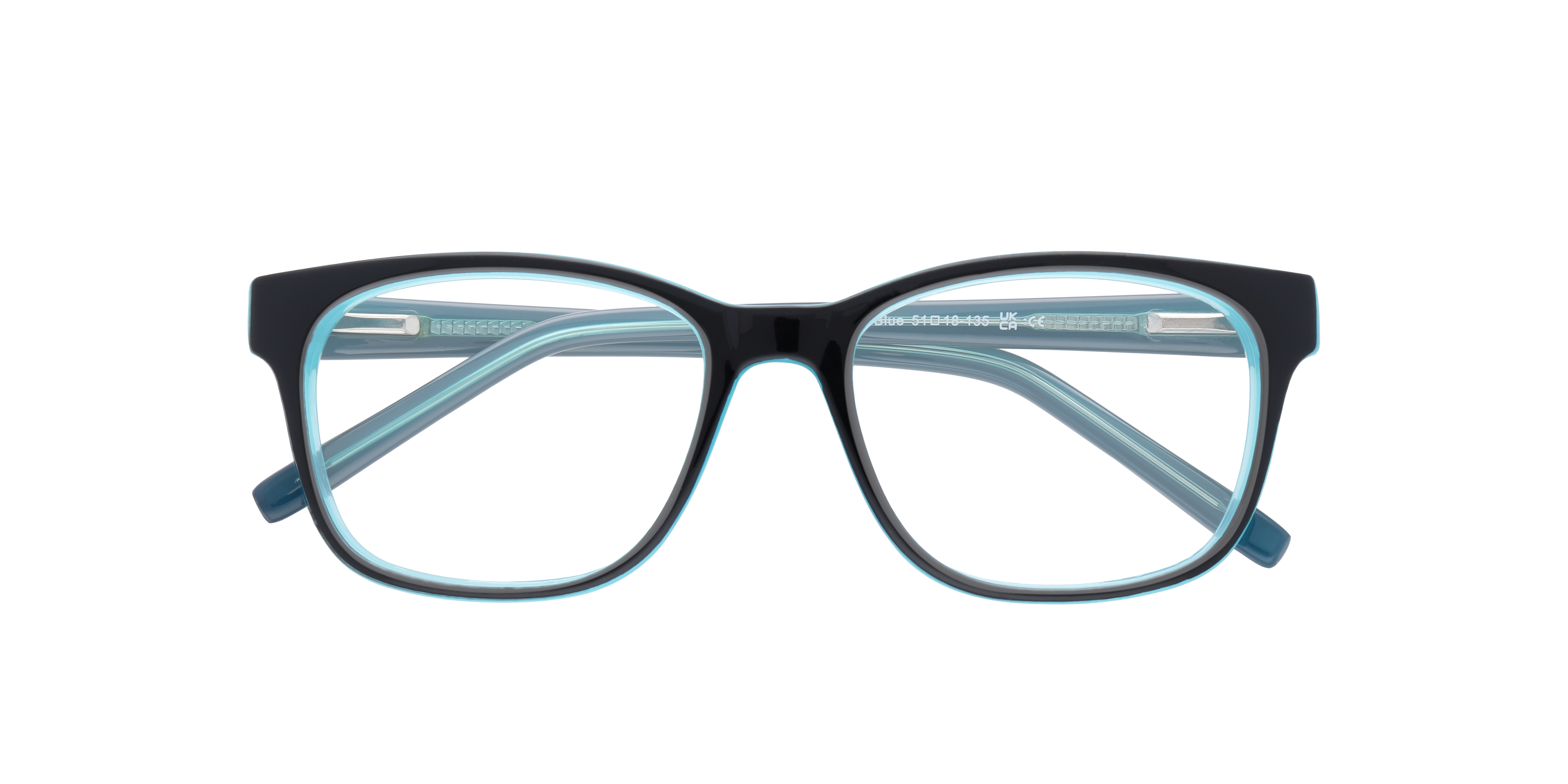 Diallo Black & Blue PlasticEyeglass Frames for Glasses Direct, Closed View