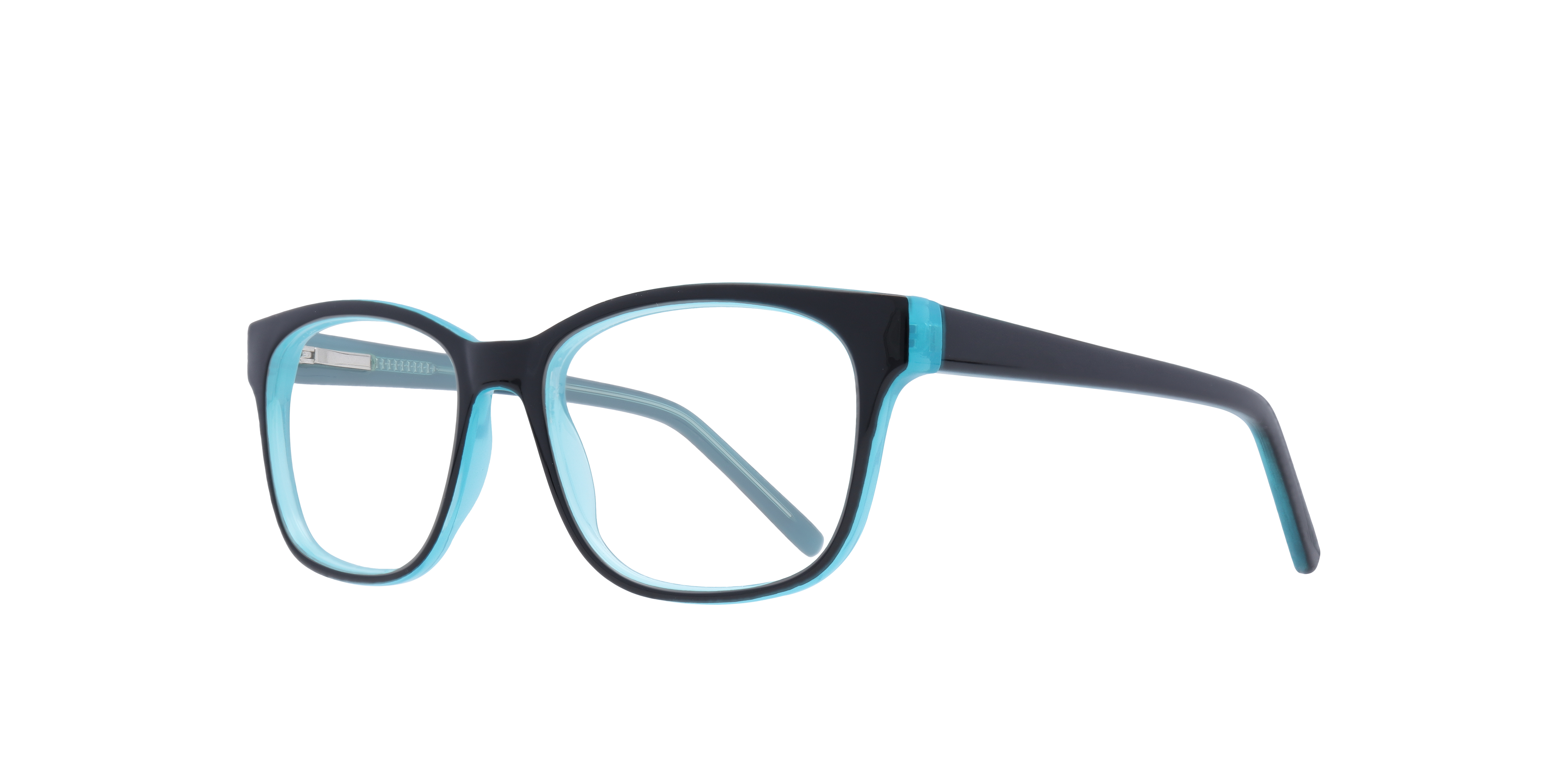 Diallo Black & Blue PlasticEyeglass Frames for Glasses Direct, Angle View