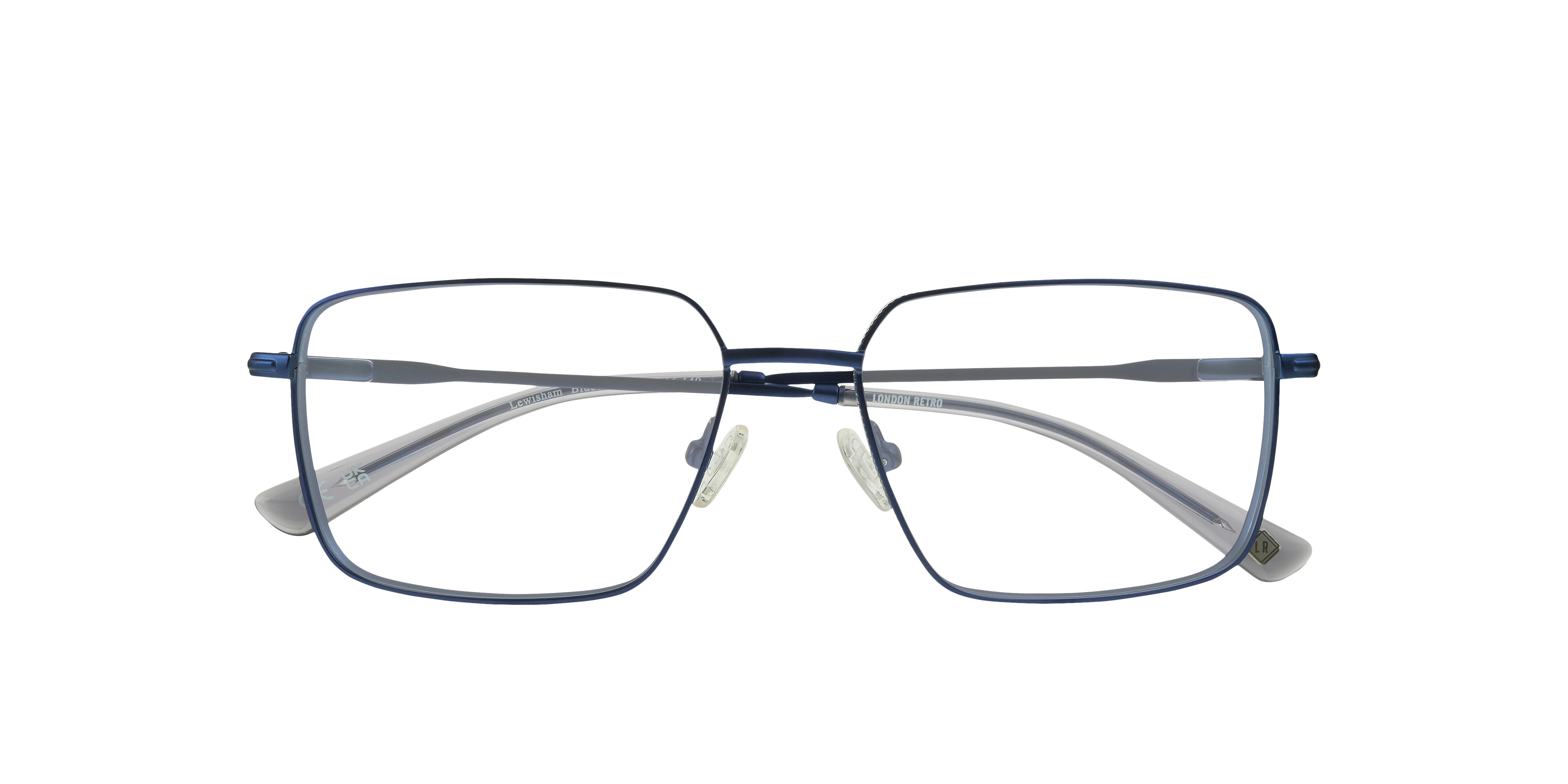 Lewisham Blue & Grey MetalEyeglass Frames for Glasses Direct, Closed View