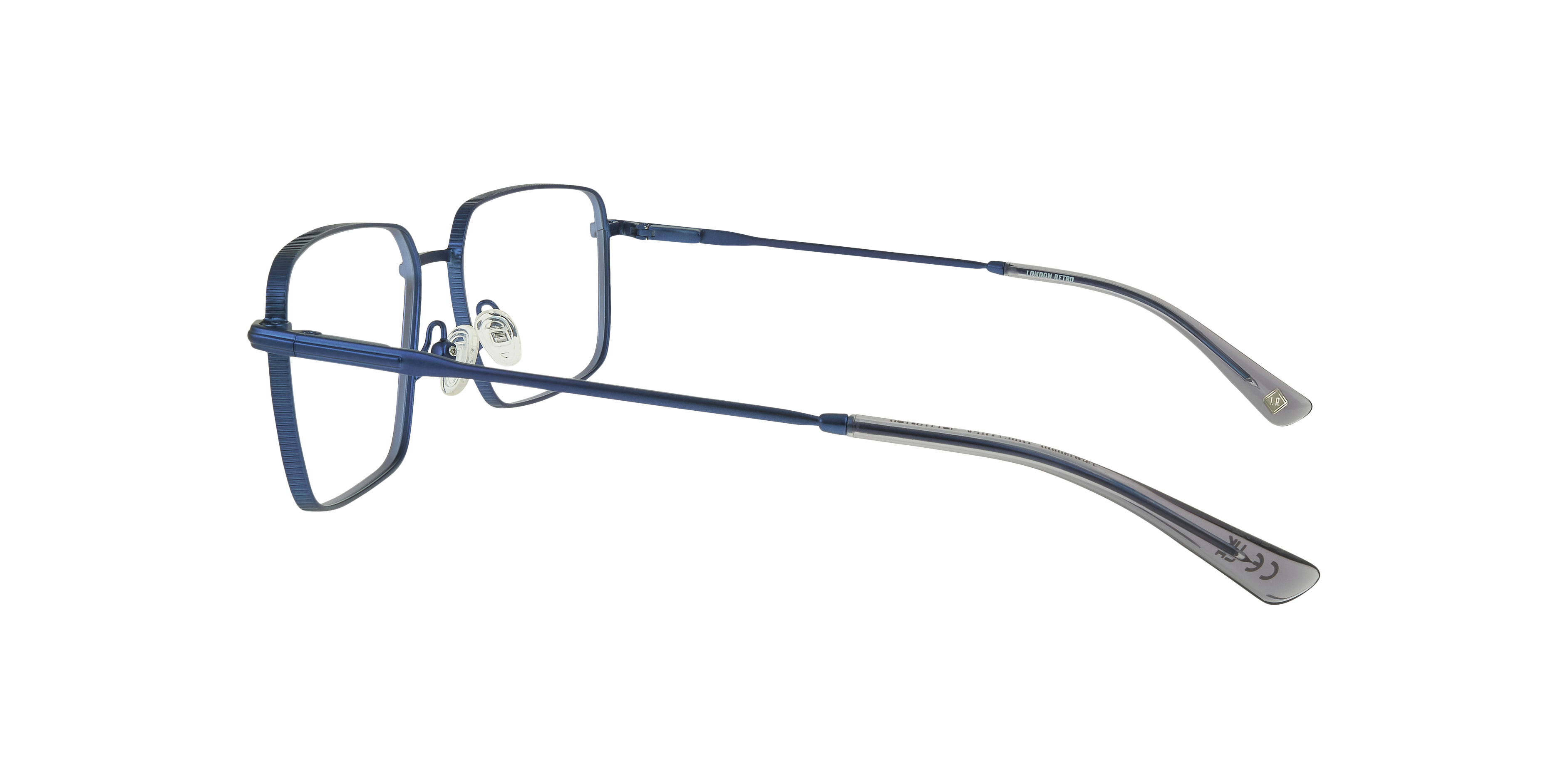 Lewisham Blue & Grey MetalEyeglass Frames for Glasses Direct, Side View