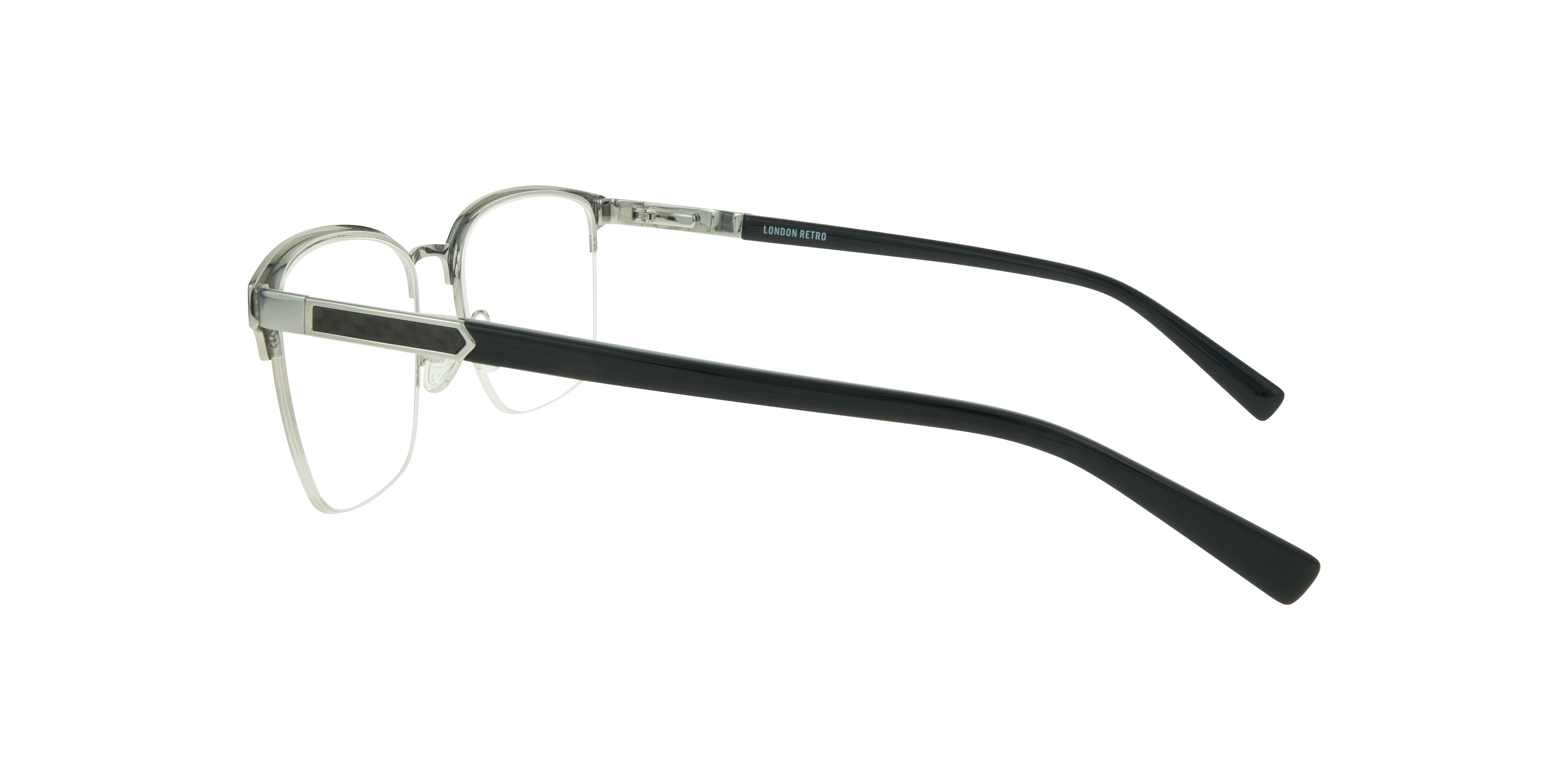 Kevin Matte Black & Shiny Silver MetalEyeglass Frames for Glasses Direct, Side View