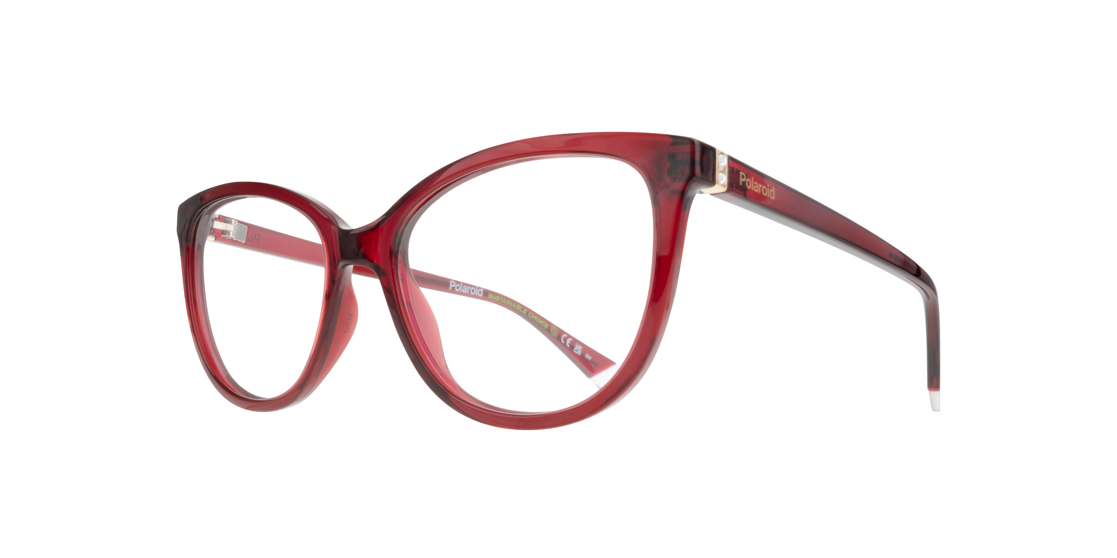PLD D504 Burgundy PlasticEyeglass Frames for Glasses Direct, Angle View