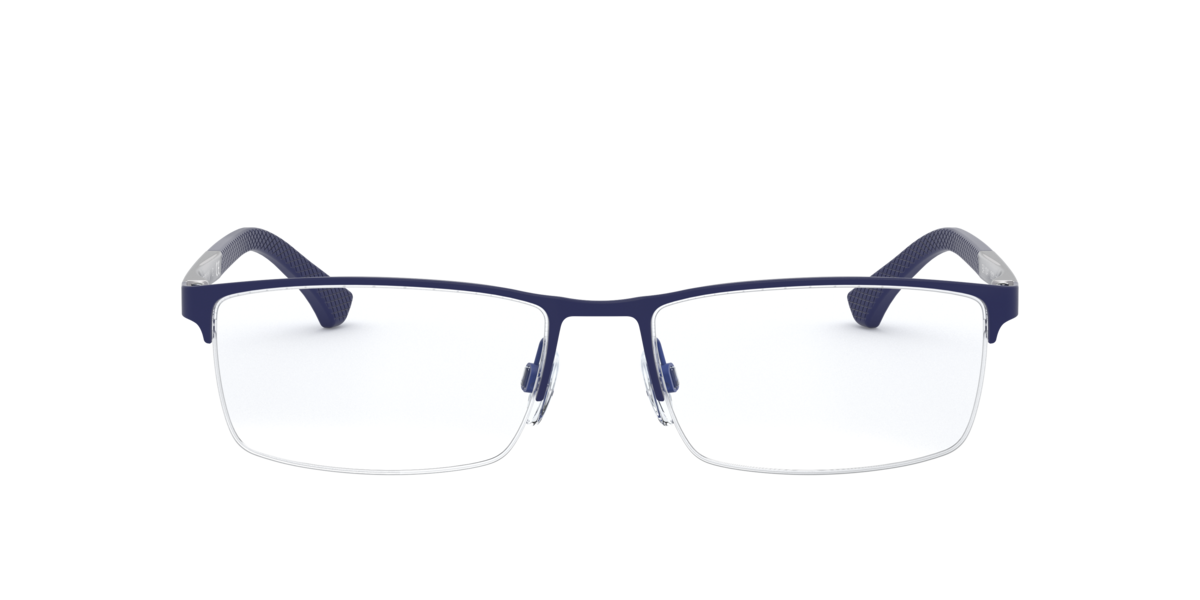 Emporio Armani Men's Rubber Blue Rectangle Metal Eyeglasses Online - Semi Rim - Ea1041