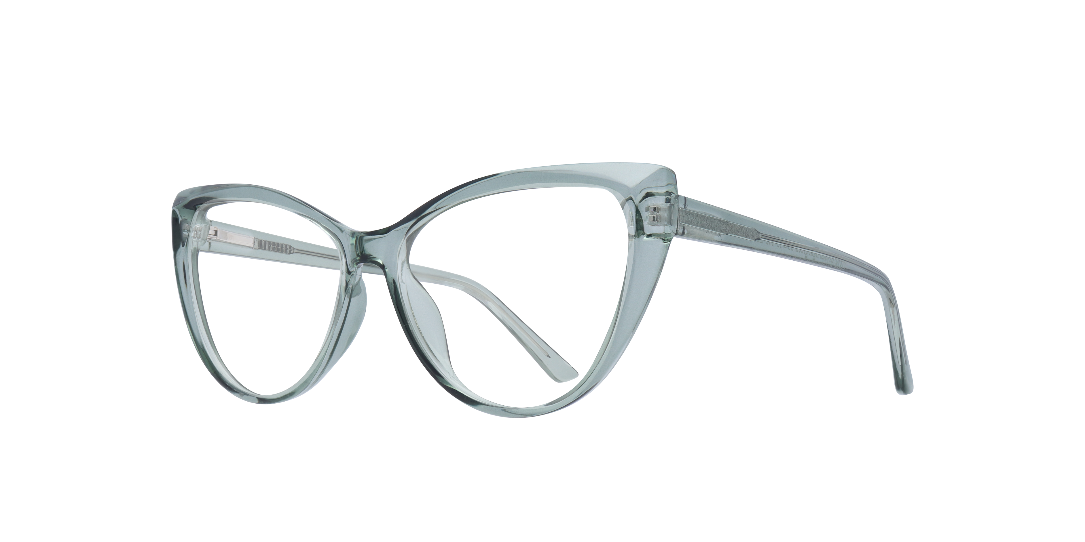 Freya Crystal & Light Green PlasticEyeglass Frames for Glasses Direct, Angle View