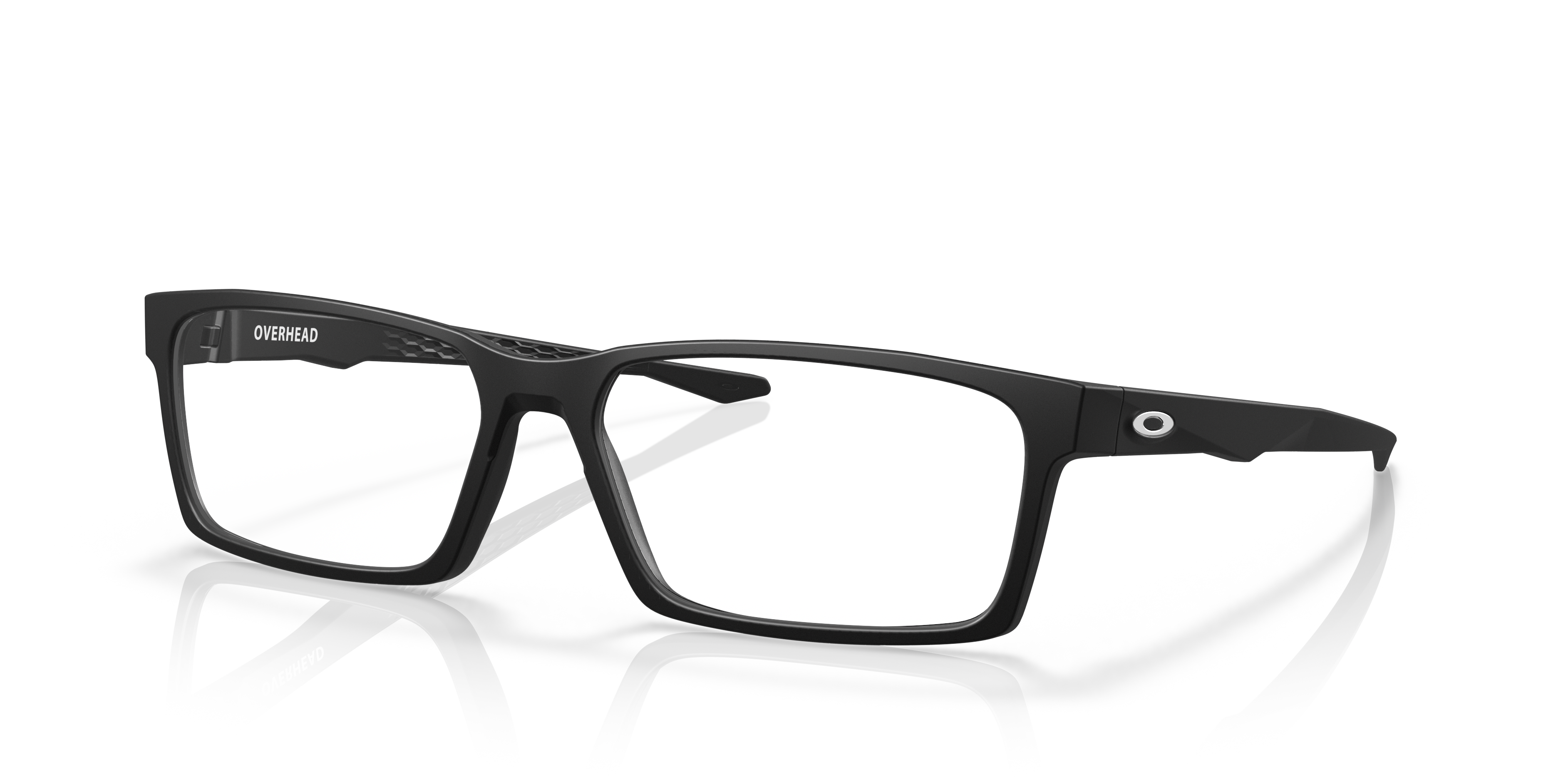 Overhead Satin Black PlasticEyeglass Frames for Glasses Direct, Angle View