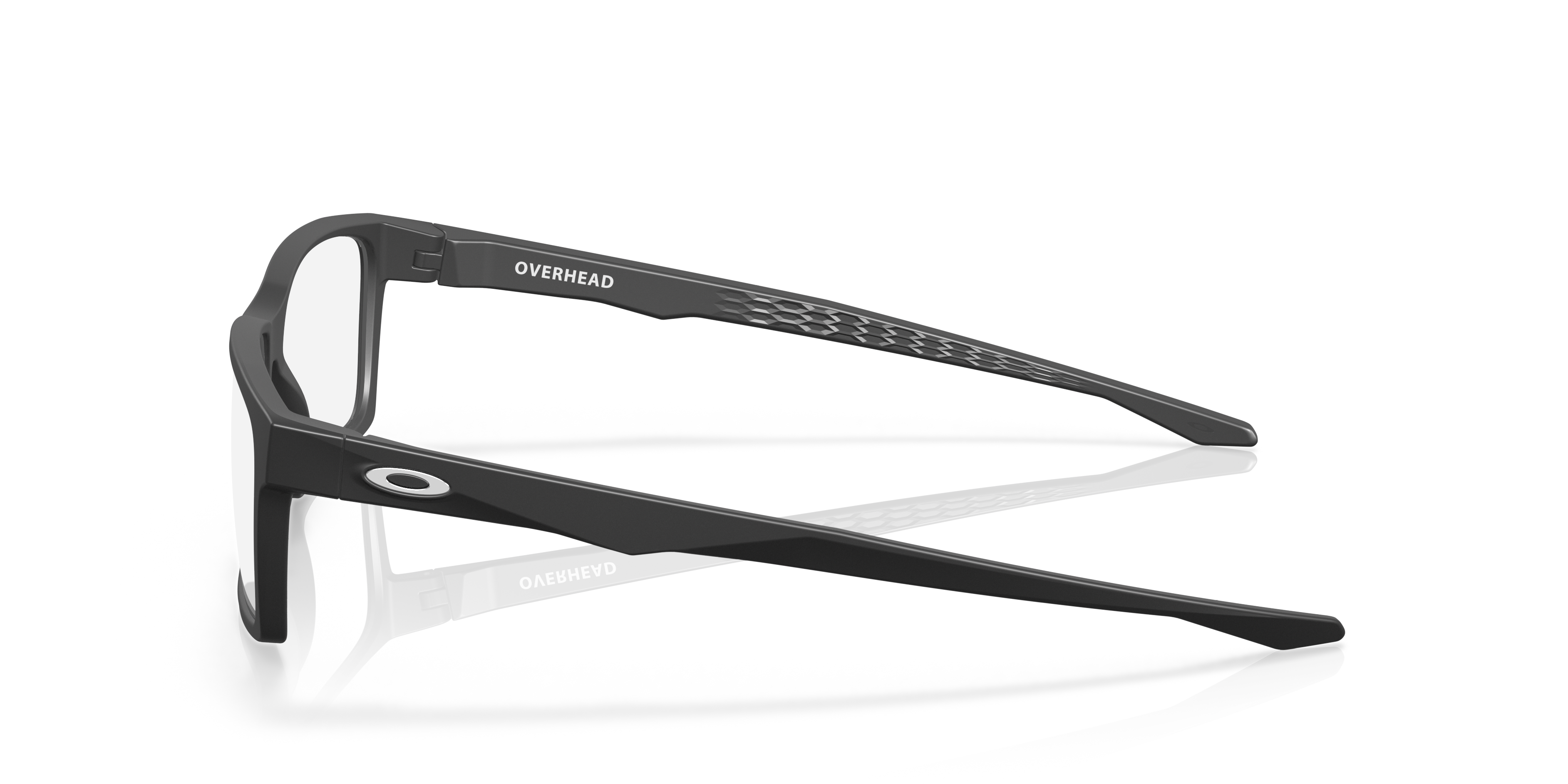 Overhead Satin Black PlasticEyeglass Frames for Glasses Direct, Side View