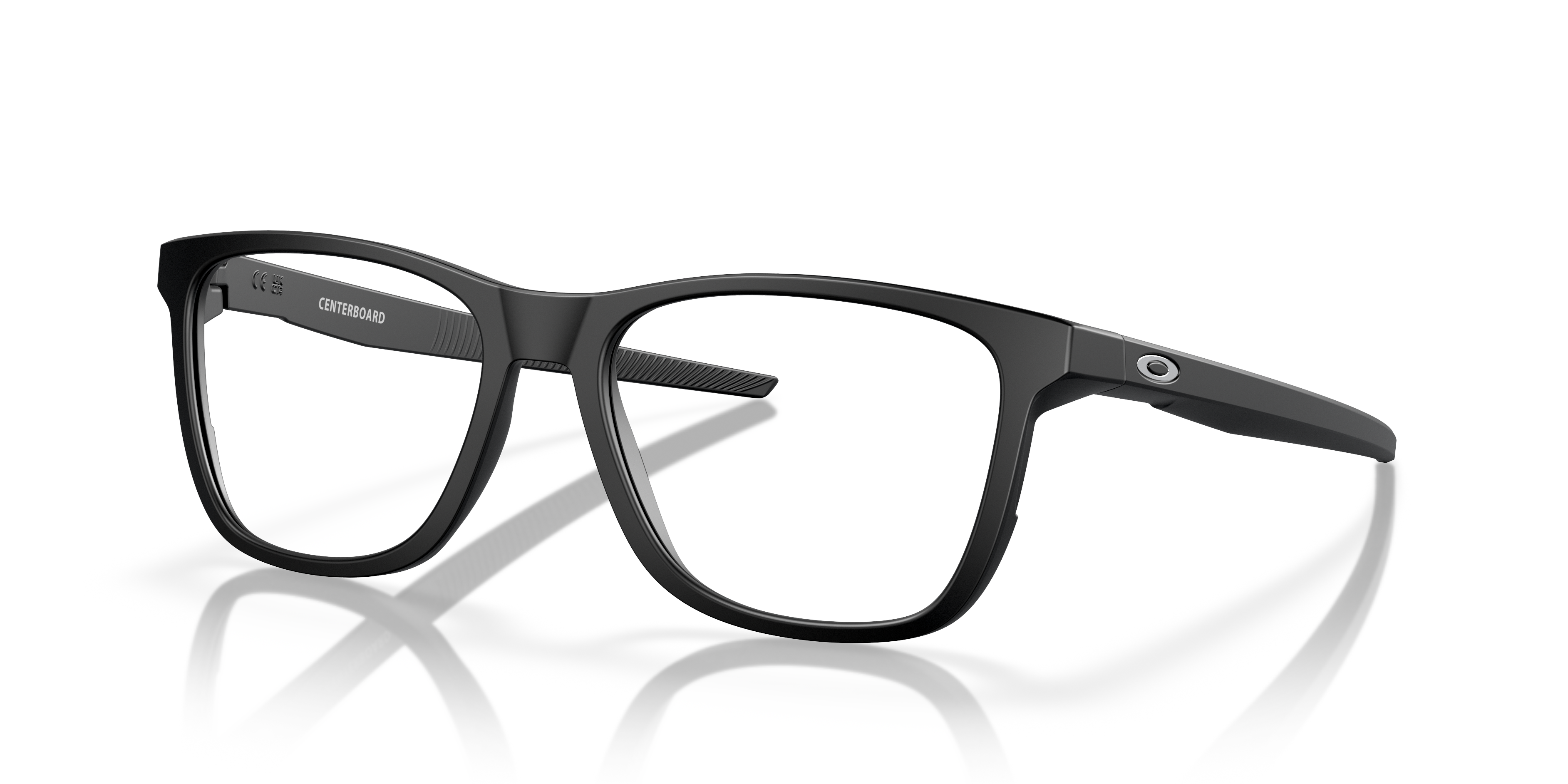 Centerboard Satin Black PlasticSunglass Frames for Glasses Direct, Angle View