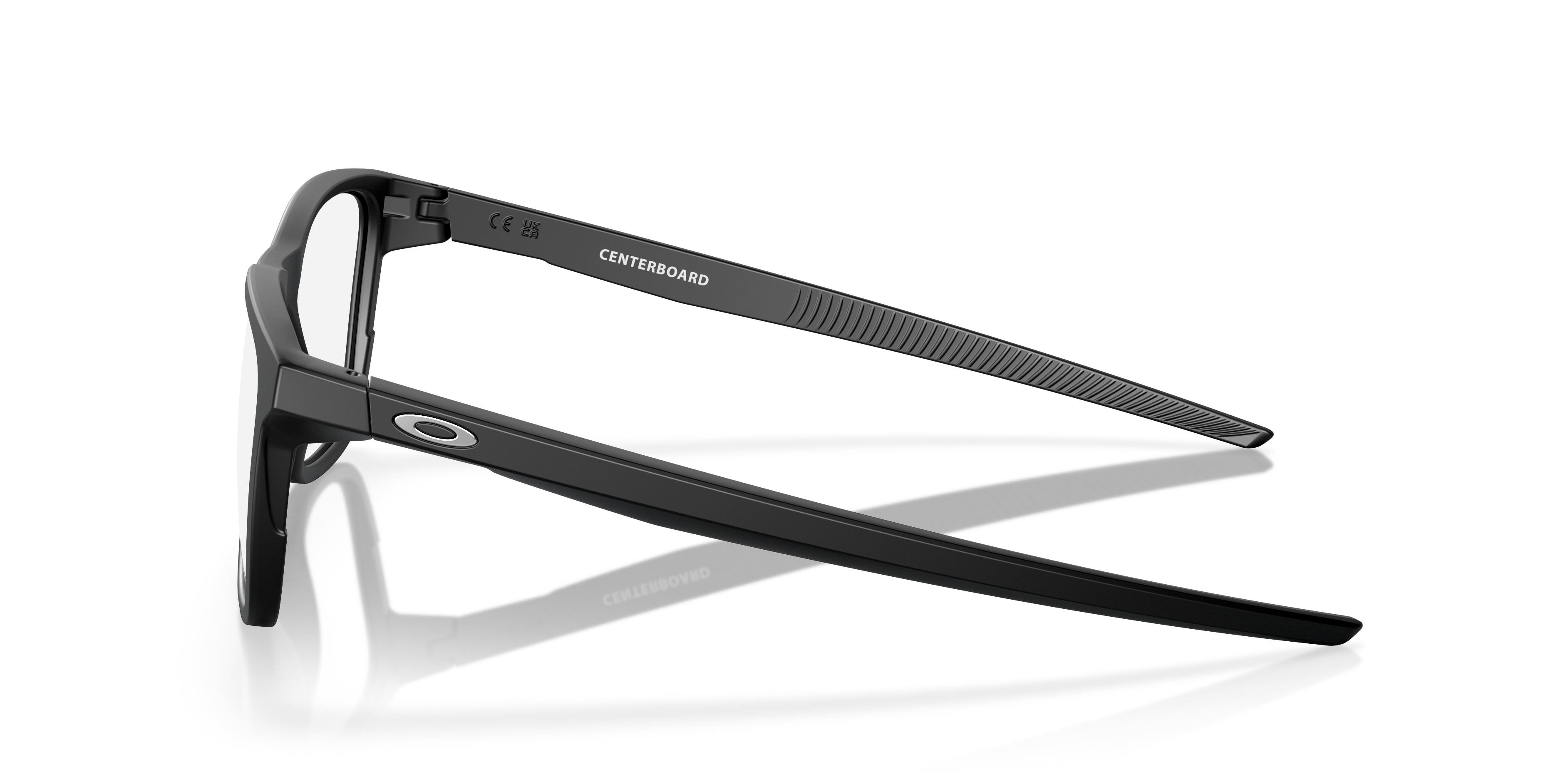 Centerboard Satin Black PlasticSunglass Frames for Glasses Direct, Side View