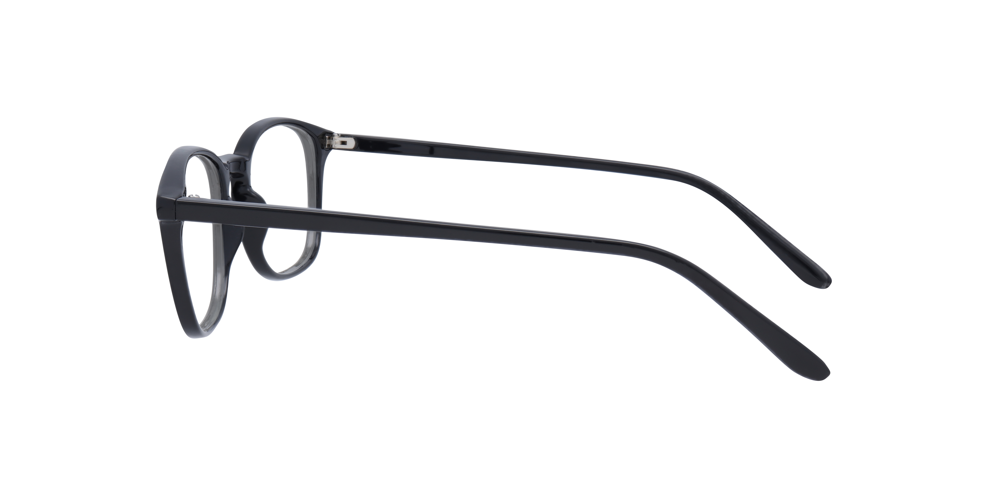 Dax Shiny Black PlasticEyeglass Frames for Glasses Direct, Side View
