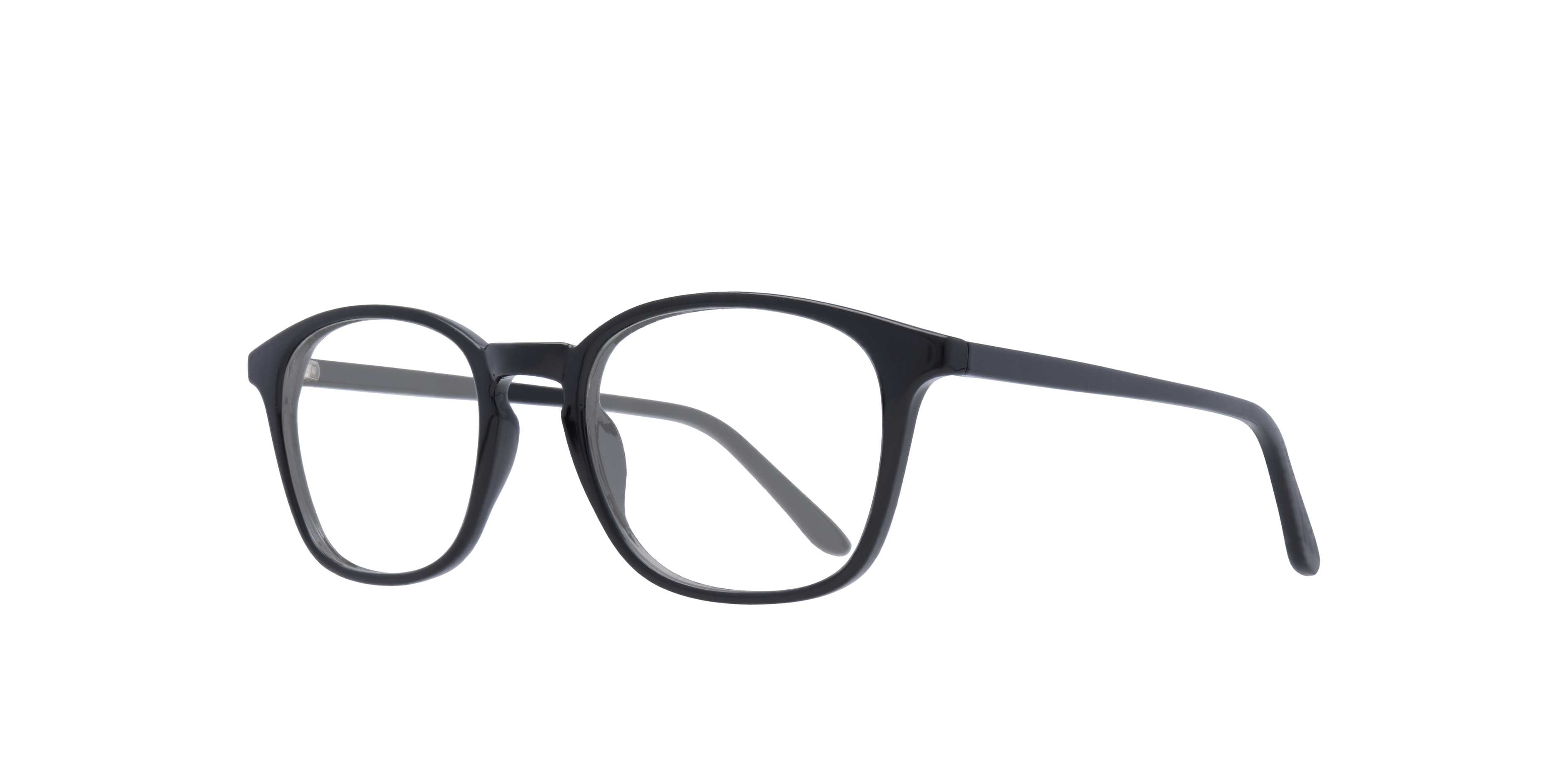 Dax Shiny Black PlasticEyeglass Frames for Glasses Direct, Angle View