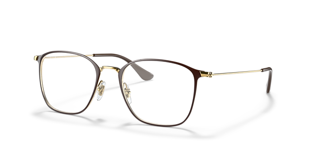 RB6466 Brown On Gold MetalEyeglass Frames for Glasses Direct, Angle View