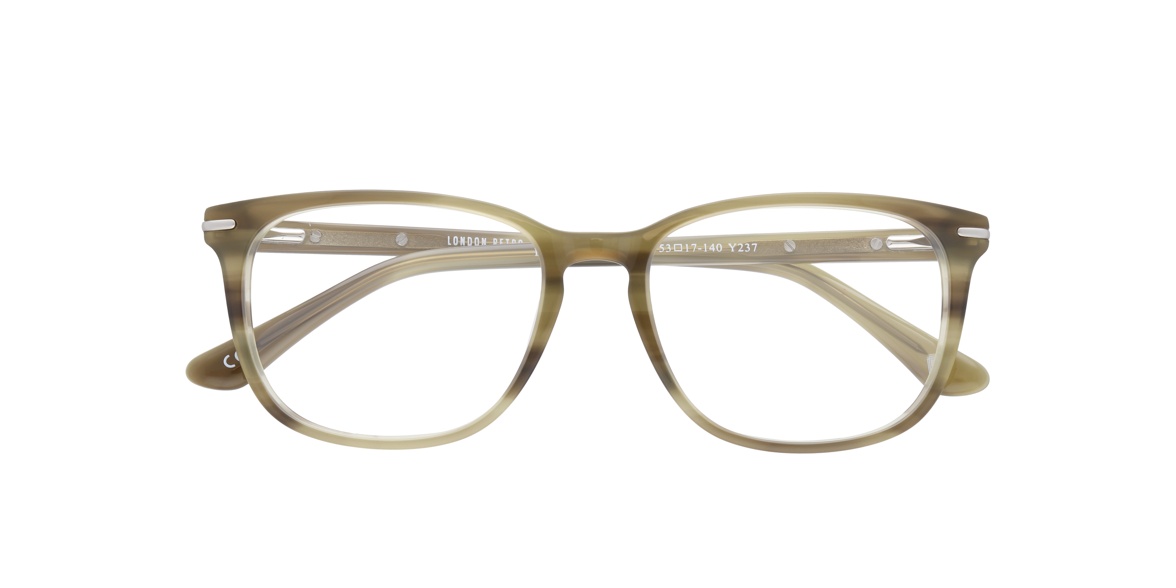 Eastcote Khaki Horn AcetateEyeglass Frames for Glasses Direct, Closed View