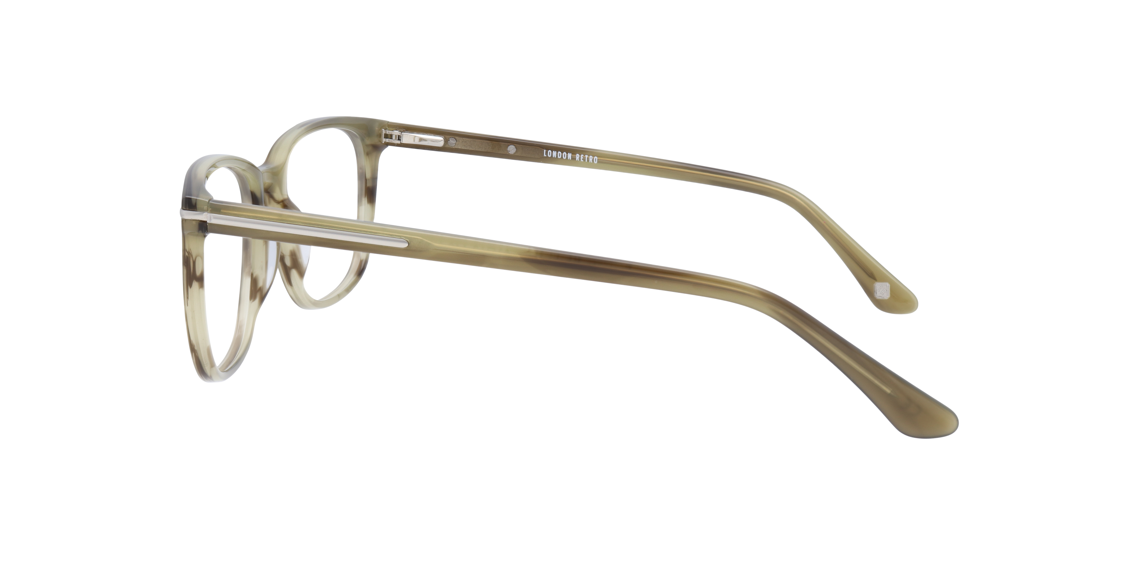 Eastcote Khaki Horn AcetateEyeglass Frames for Glasses Direct, Side View