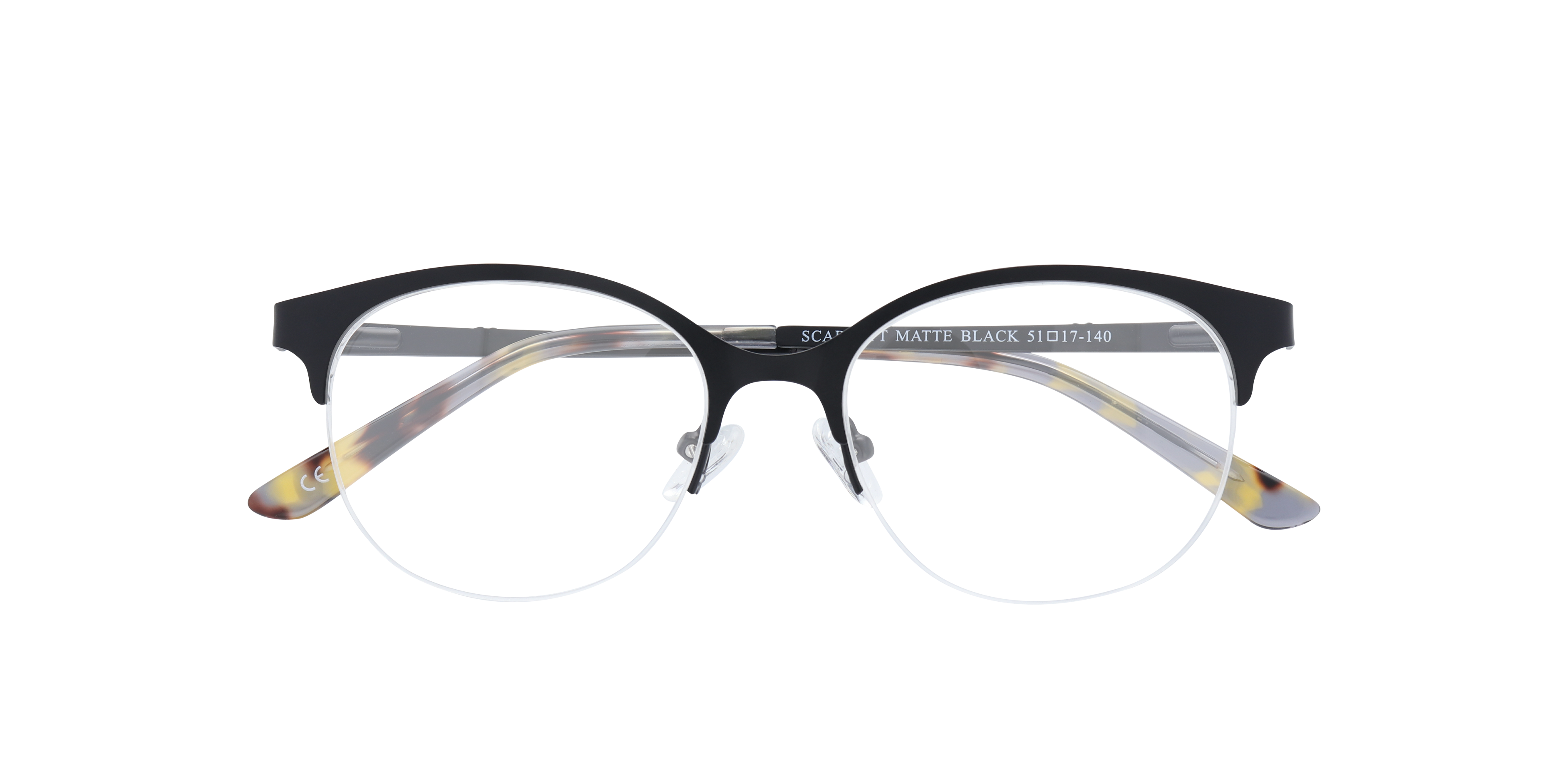Scarlett Matte Black MetalEyeglass Frames for Glasses Direct, Closed View