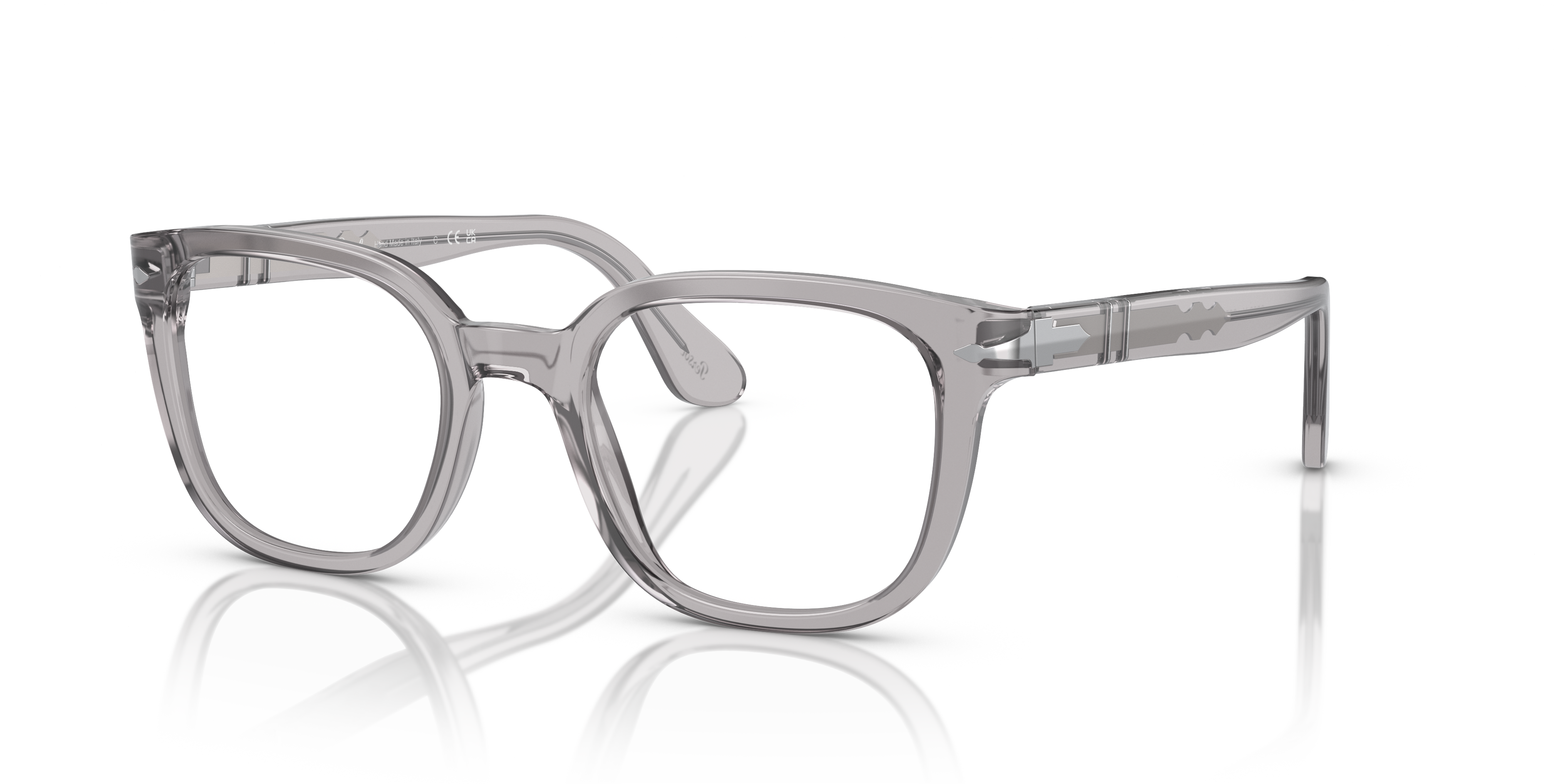 PO3263V Transparent Grey AcetateEyeglass Frames for Glasses Direct, Angle View