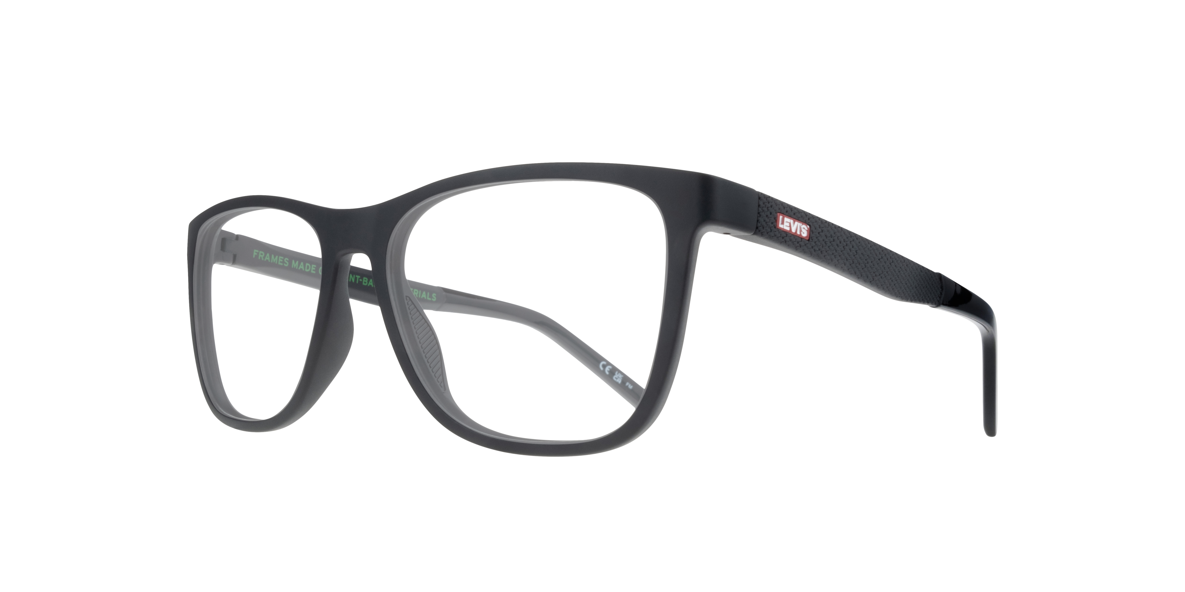 LV 5050 Black PlasticEyeglass Frames for Glasses Direct, Angle View