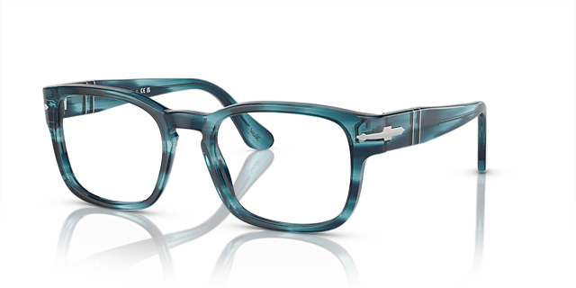 PO3334V Striped Blue AcetateEyeglass Frames for Glasses Direct, Angle View