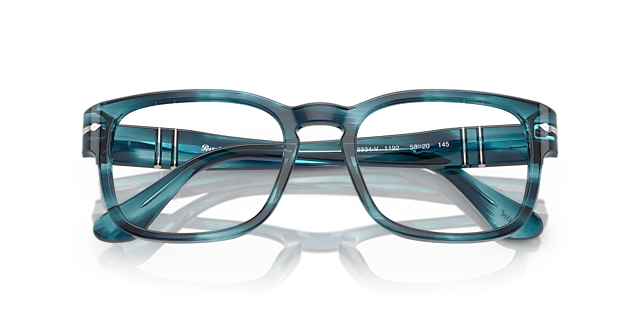 PO3334V Striped Blue AcetateEyeglass Frames for Glasses Direct, Closed View