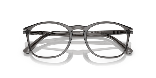 PO3007VM Transparent Grey AcetateEyeglass Frames for Glasses Direct, Closed View