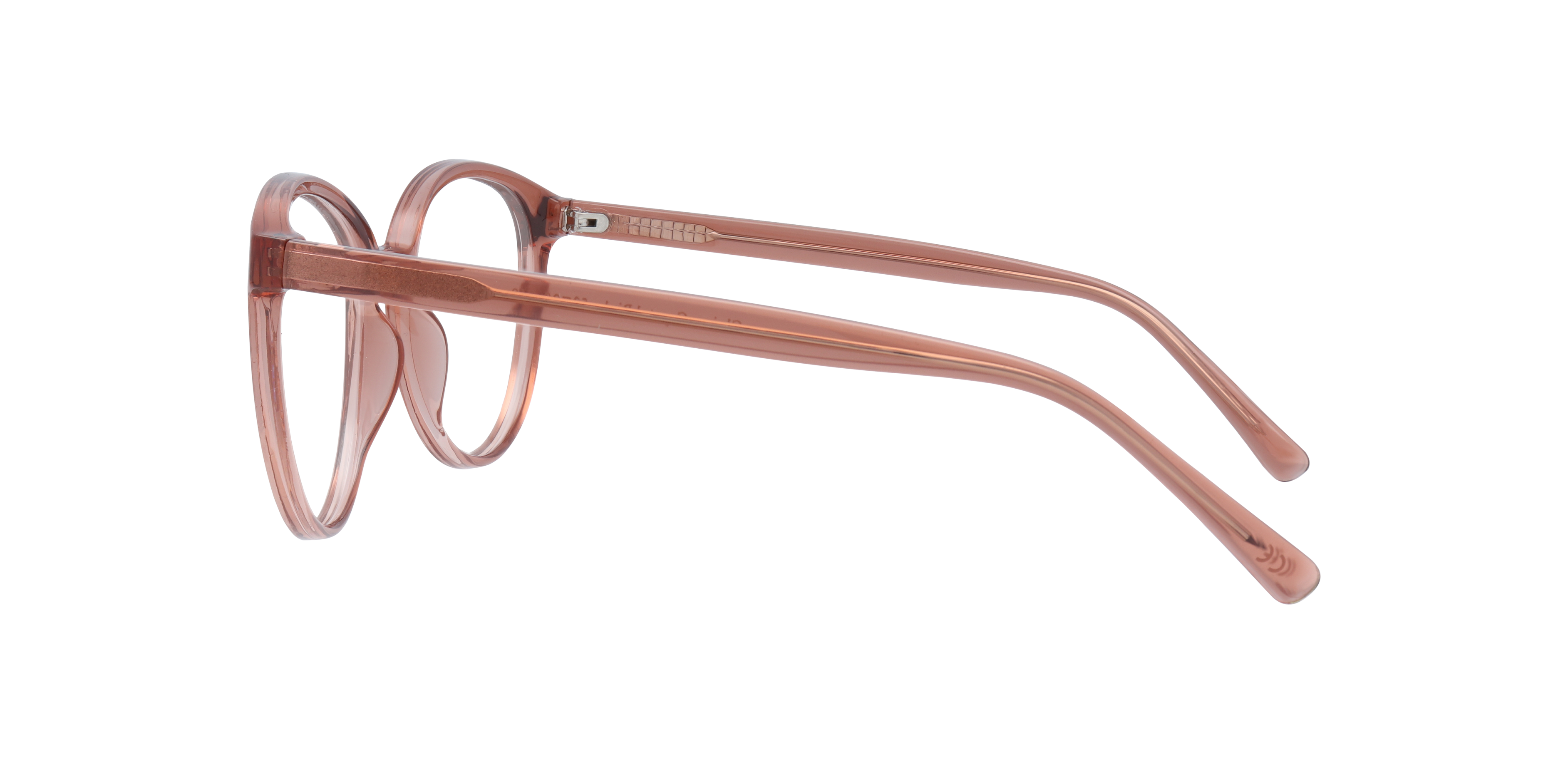 Claire Crystal Pink PlasticEyeglass Frames for Glasses Direct, Side View