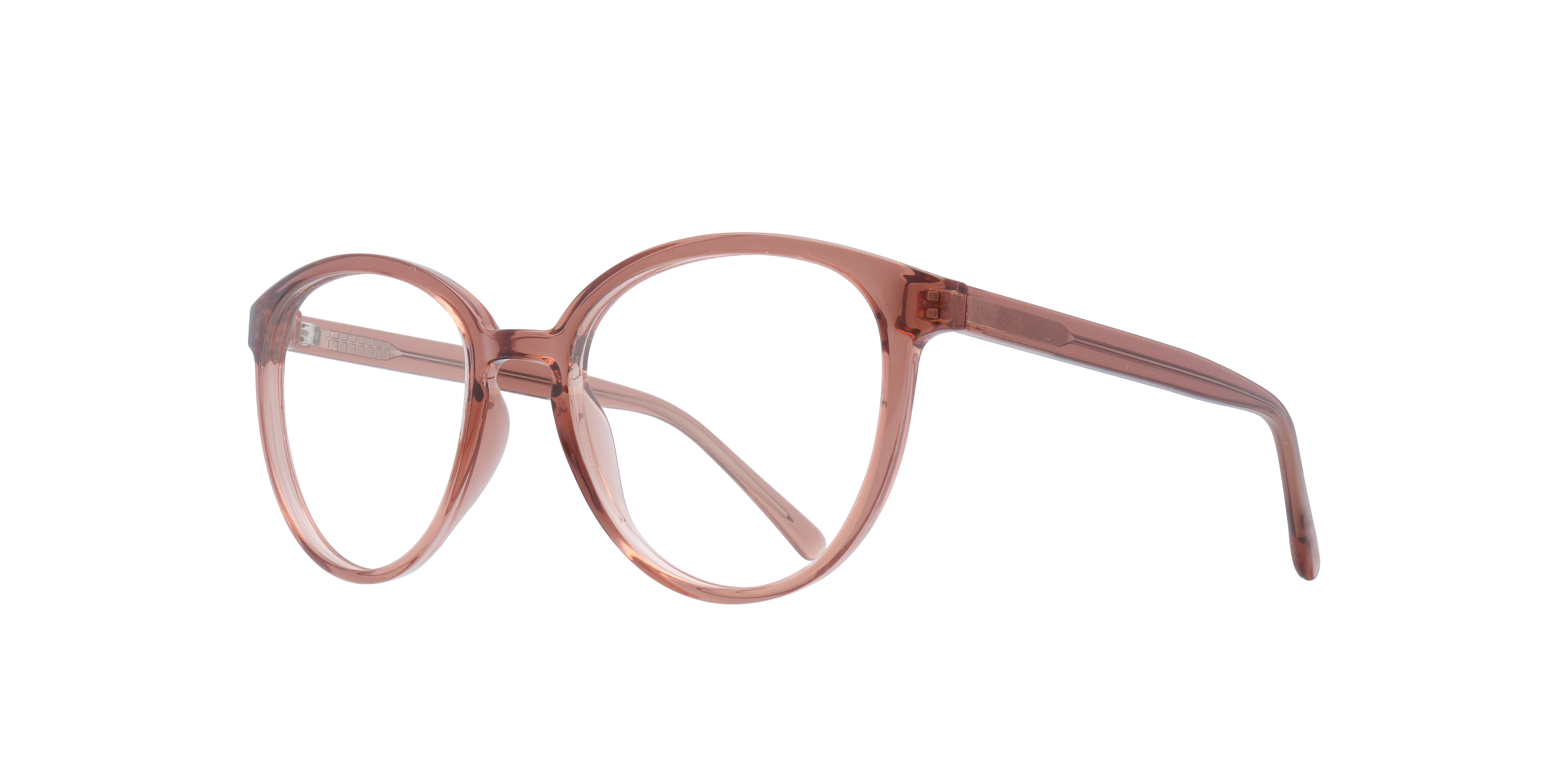 Claire Crystal Pink PlasticEyeglass Frames for Glasses Direct, Angle View