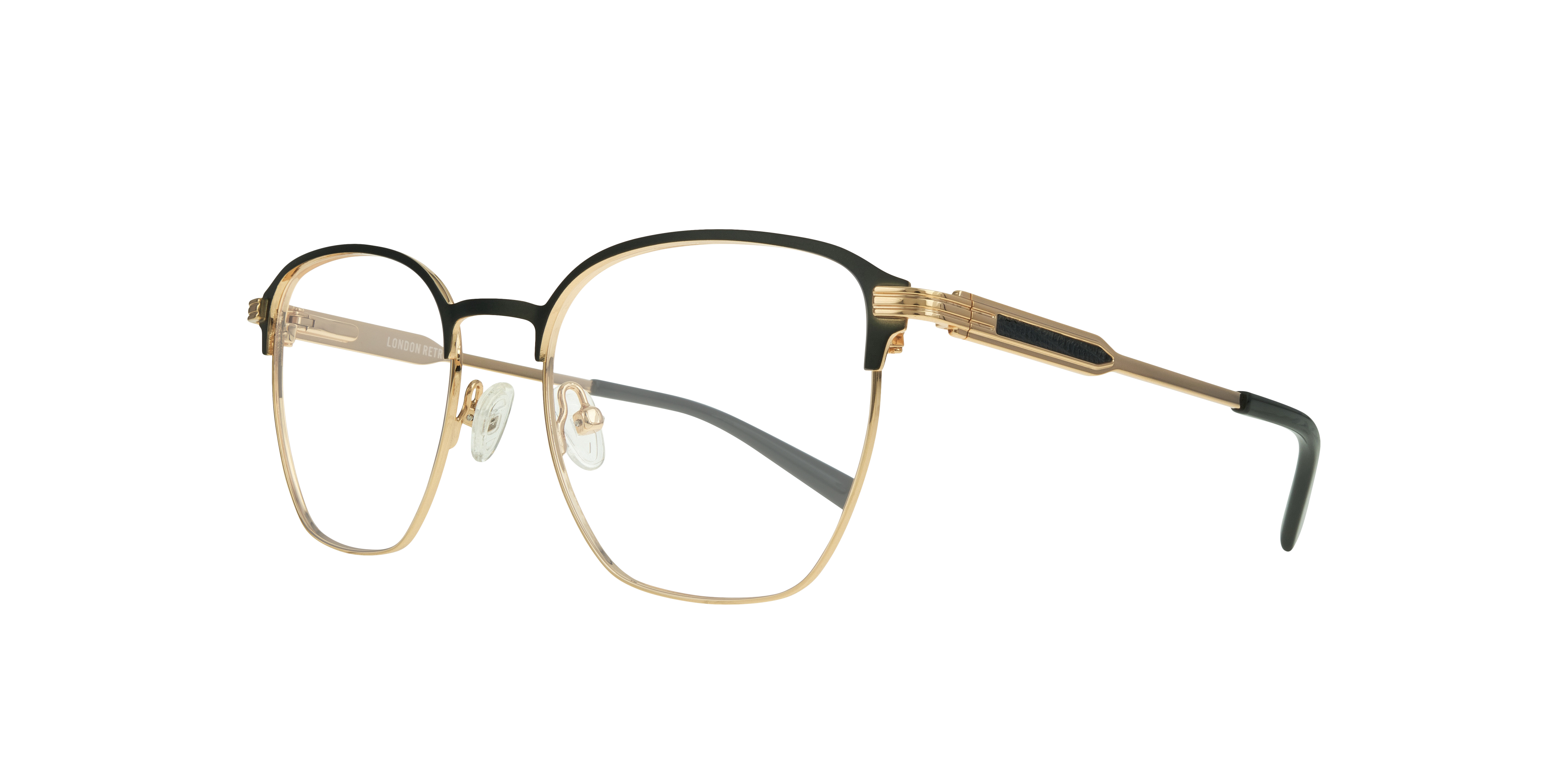 Keith Matte Green & Gold MetalEyeglass Frames for Glasses Direct, Angle View