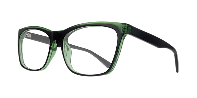 Hazel Crystal Green Black PlasticEyeglass Frames for Glasses Direct, Angle View